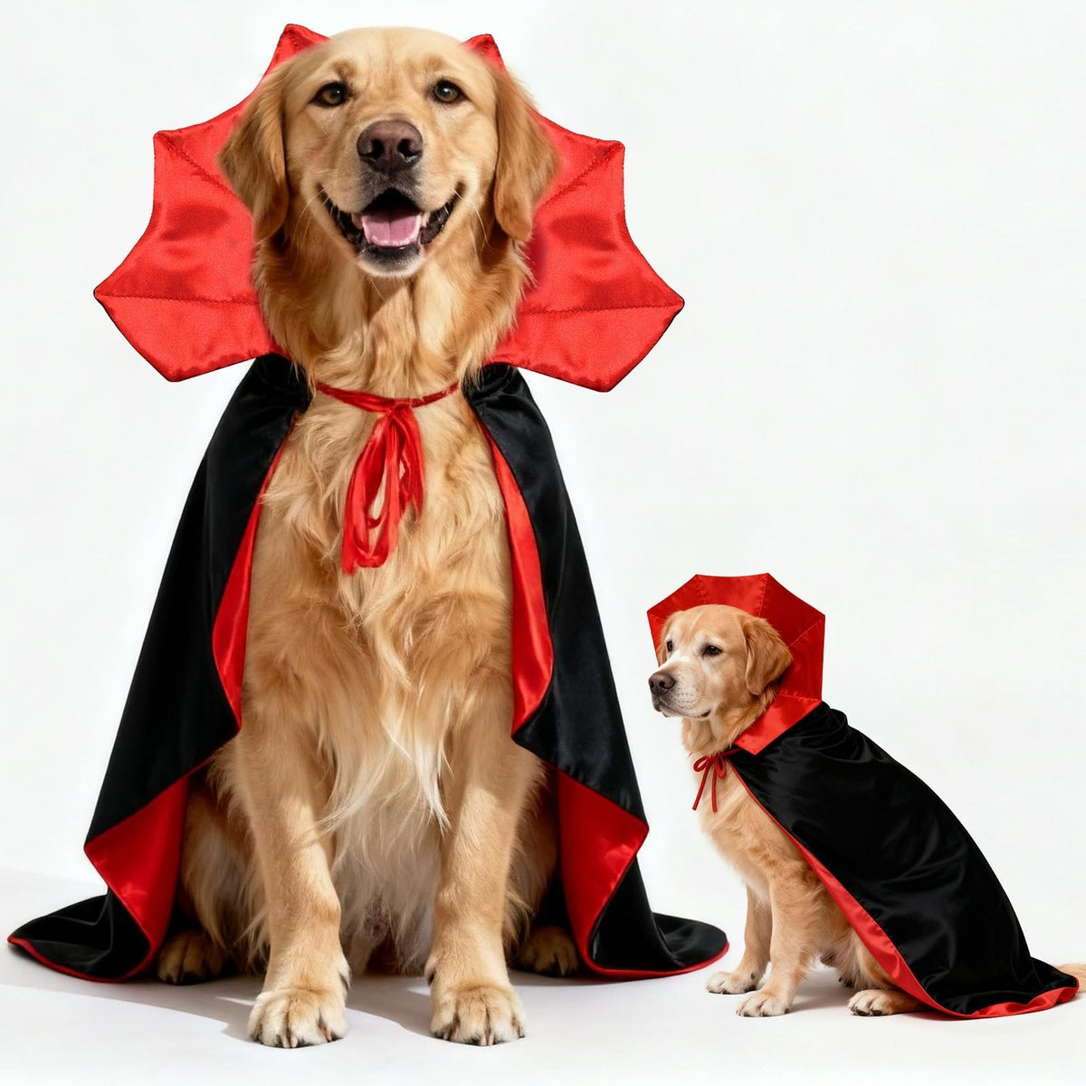 Olanrun Dog Costume - Dog Halloween Costumes Vampire Cloak, Wizard Outfit, Witch Cosplay Apparel Cape - Funny Party Dress Up Halloween Pet Costumes for Small Dogs, Cats (Black Red)