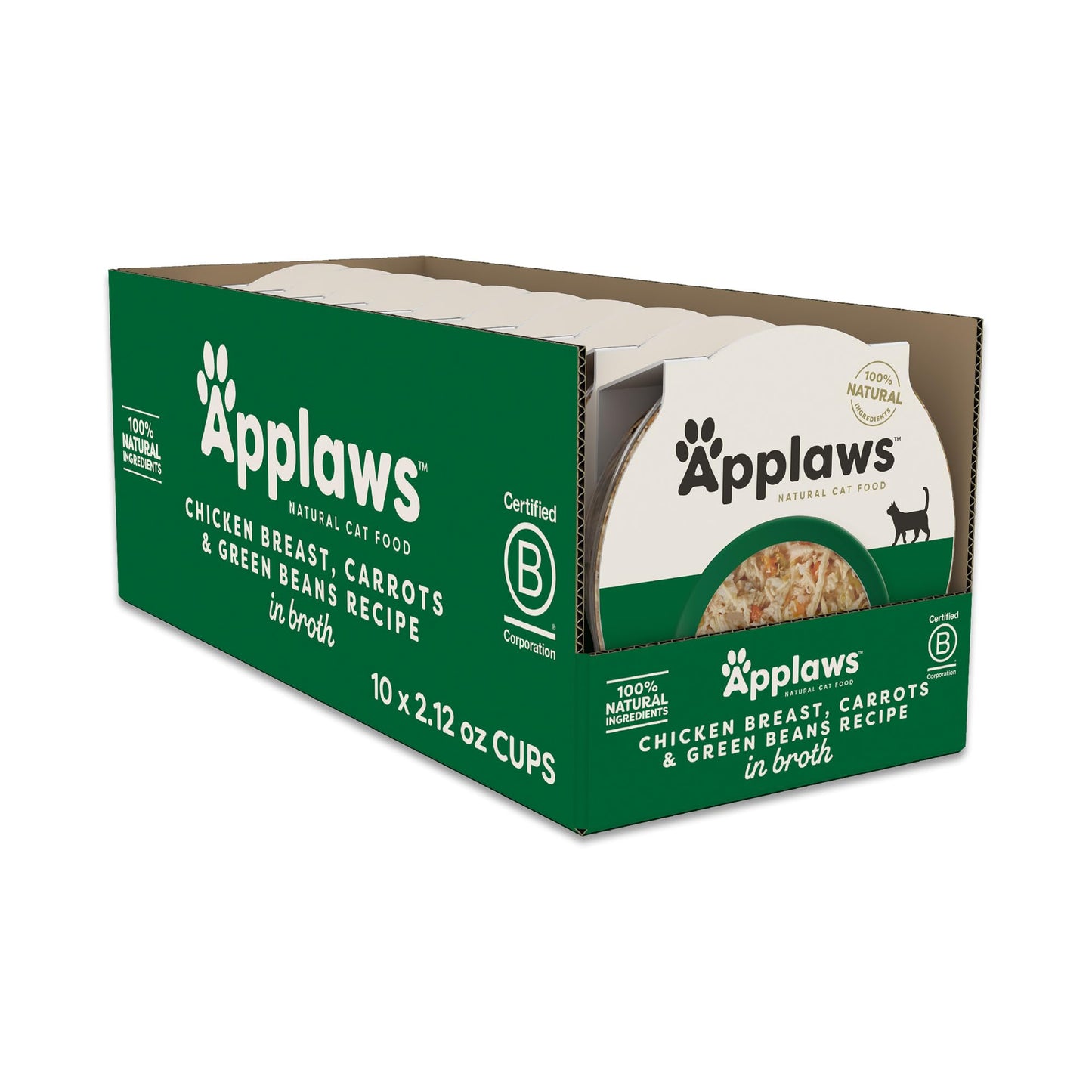 Applaws Natural Wet Cat Food in Broth, Limited and Natural Ingredients, High Protein with No Artificial Additives, Sardine & Mackerel in Broth (10 x 2.12 oz Easy-Open Cups)