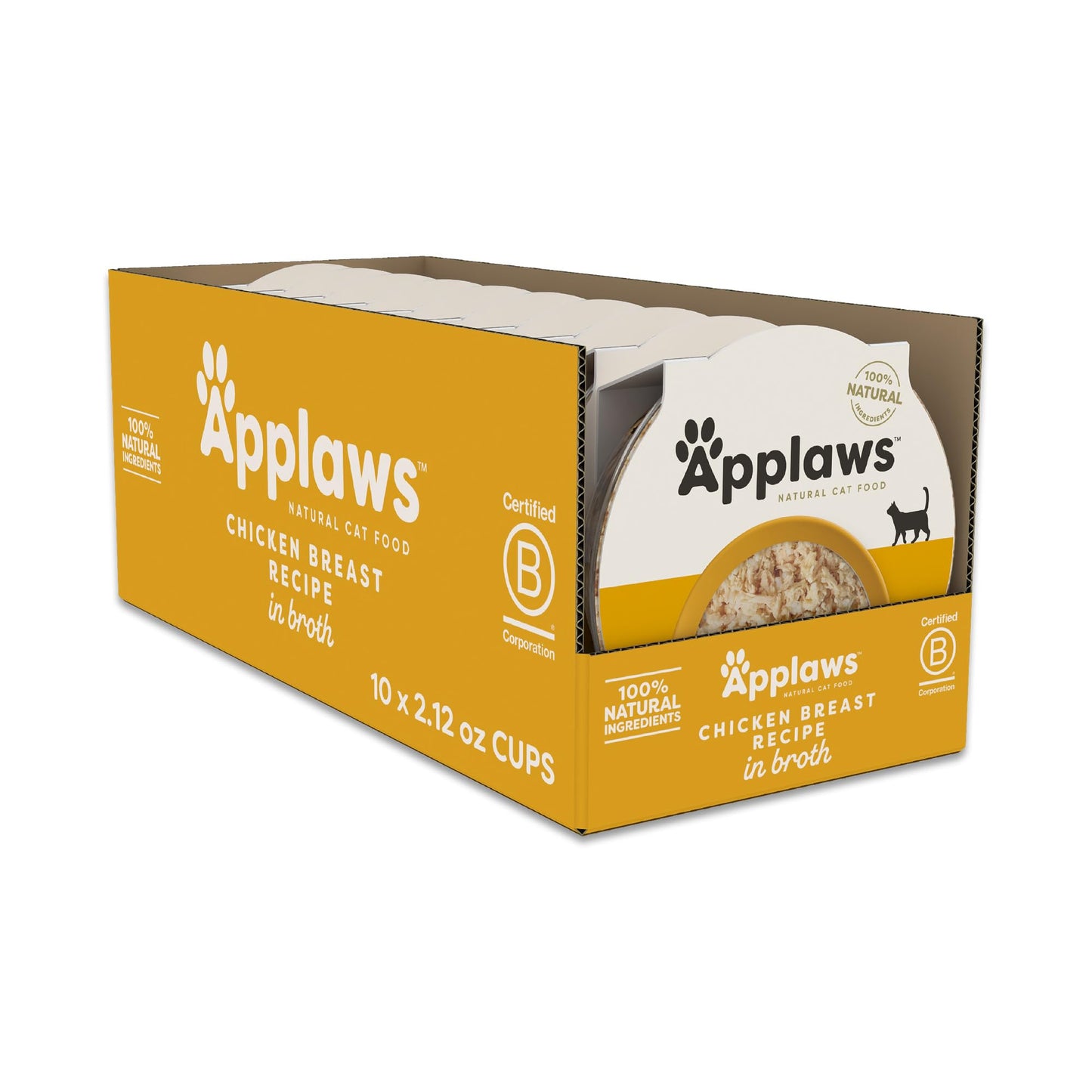 Applaws Natural Wet Cat Food in Broth, Limited and Natural Ingredients, High Protein with No Artificial Additives, Sardine & Mackerel in Broth (10 x 2.12 oz Easy-Open Cups)