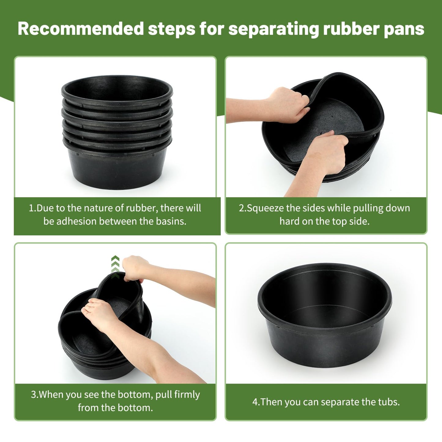 2Pcs Rubber Feed Pan, 1 Gallon Horse Feed Bucket Utility Feed Bucket, 10.6 x 4.1Inches Rubber Bowl Chicken Dust Bath Livestock Water Bowl for Pig Goat Chicken Dogs Farm Small Animal