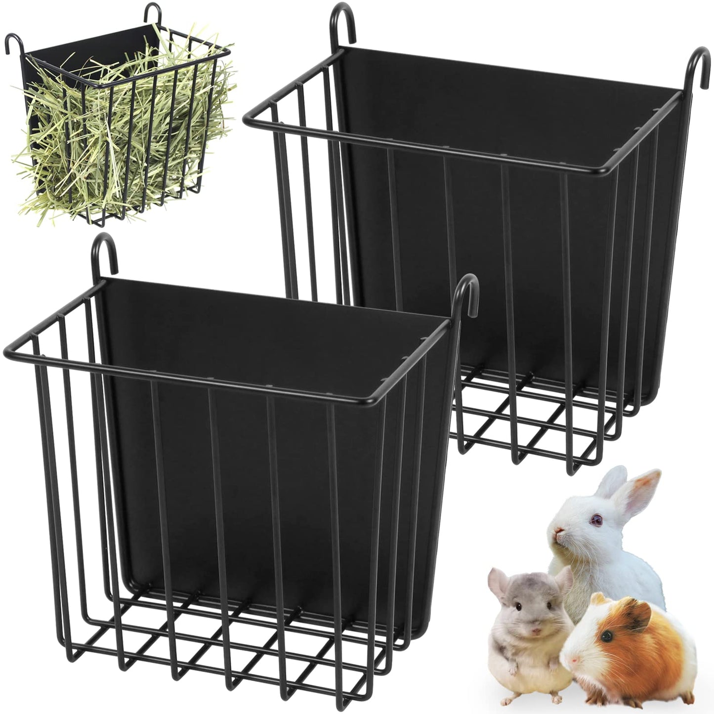 Guinea Pig Hay Feeder，Rabbit Hay Feeder with Heavy-Duty Metal Frame Hay Holder，for Bunny, Guinea Pigs,Chinchillas-6.9x4.7x6.6 inch