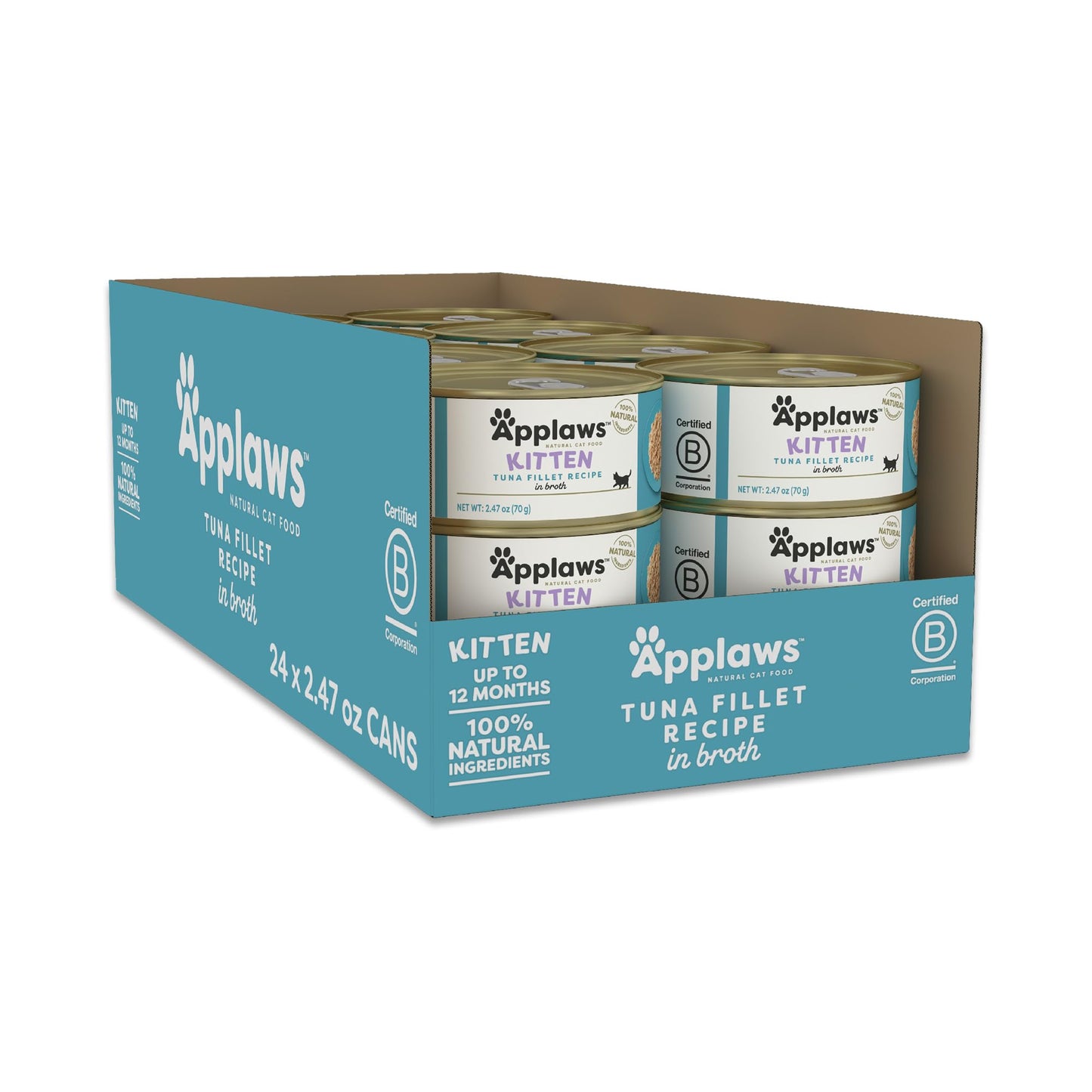 Applaws Natural Wet Kitten Food, Limited and Natural Ingredients, High Protein with No Artificial Additives, Kitten Variety Selection in Broth (6 x 2.47oz Cans)