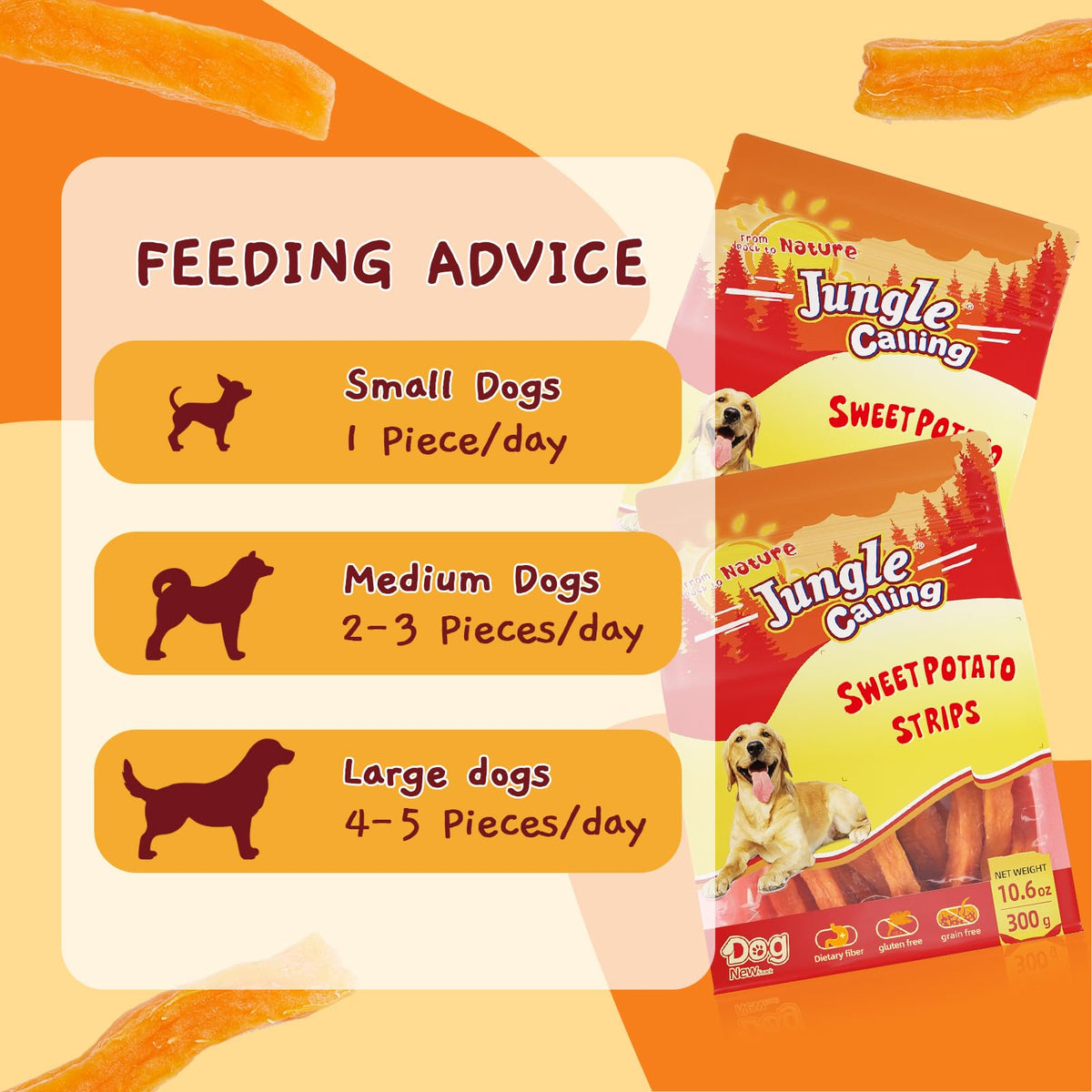 Jungle Calling Chicken & Sweet Potato Treats, Fiber-Rich, Digestible Chews