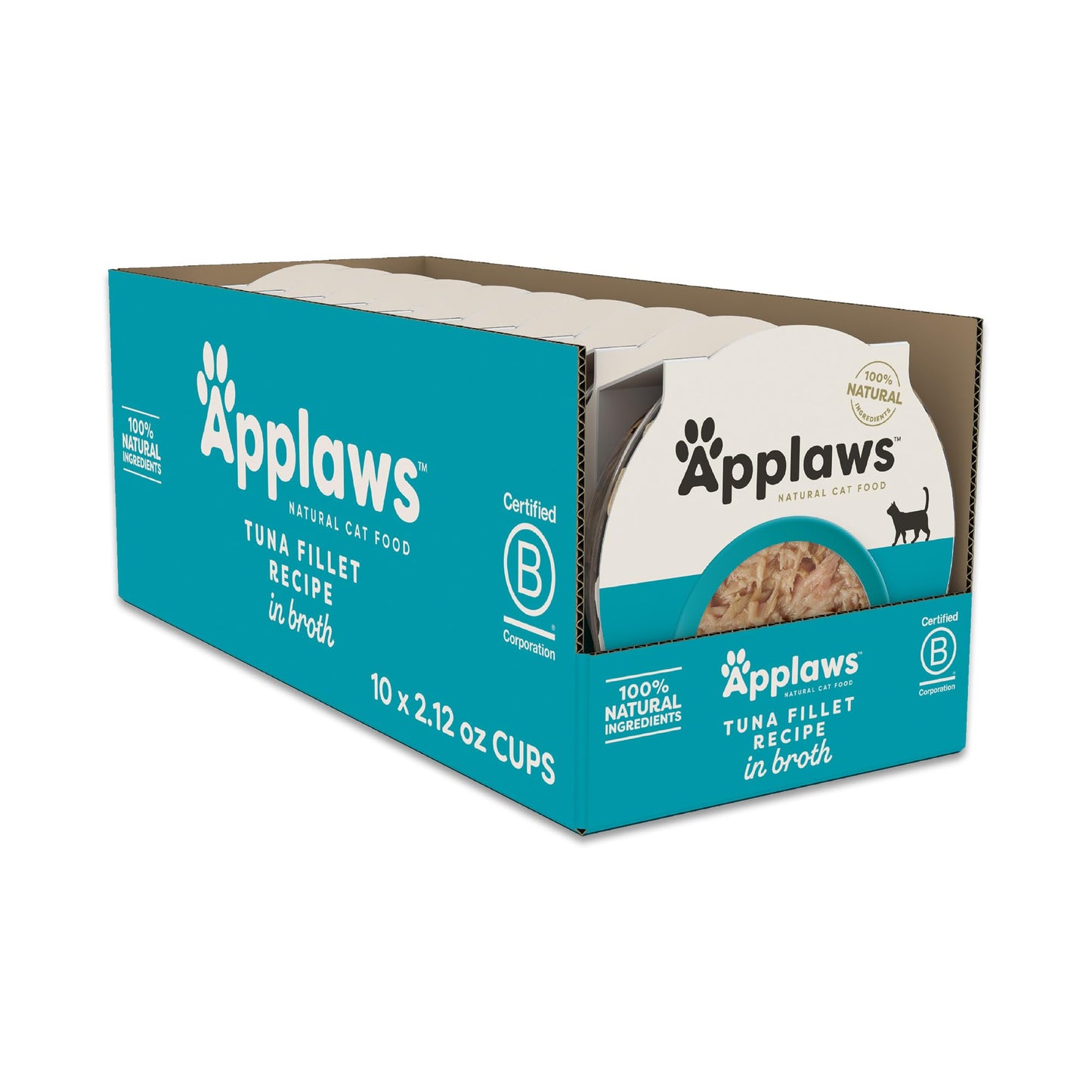 Applaws Natural Wet Cat Food in Broth, Limited and Natural Ingredients, High Protein with No Artificial Additives, Sardine & Mackerel in Broth (10 x 2.12 oz Easy-Open Cups)
