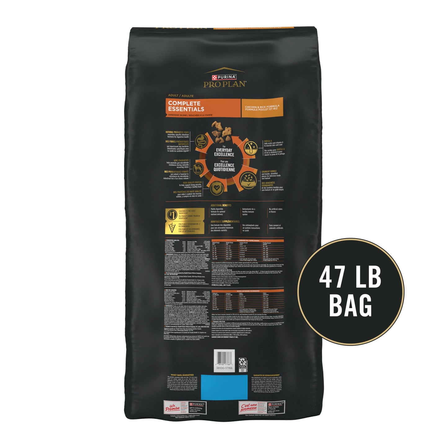 Purina Pro Plan Complete Essentials Shredded Blend Chicken and Rice Dog Food Dry Formula with Probiotics for Dogs - 15 lb.