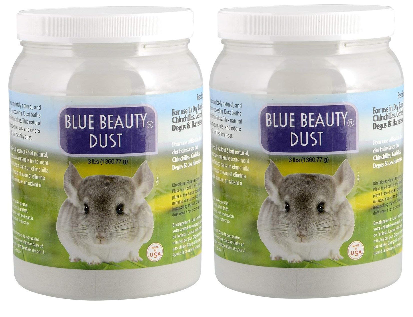 Lixit Blue Beauty® Chinchilla Dust Powder - Dry Bath Grooming Dust for Hamsters, Gerbil, Degus, and Small Animals - Made in the USA (3 Pound)