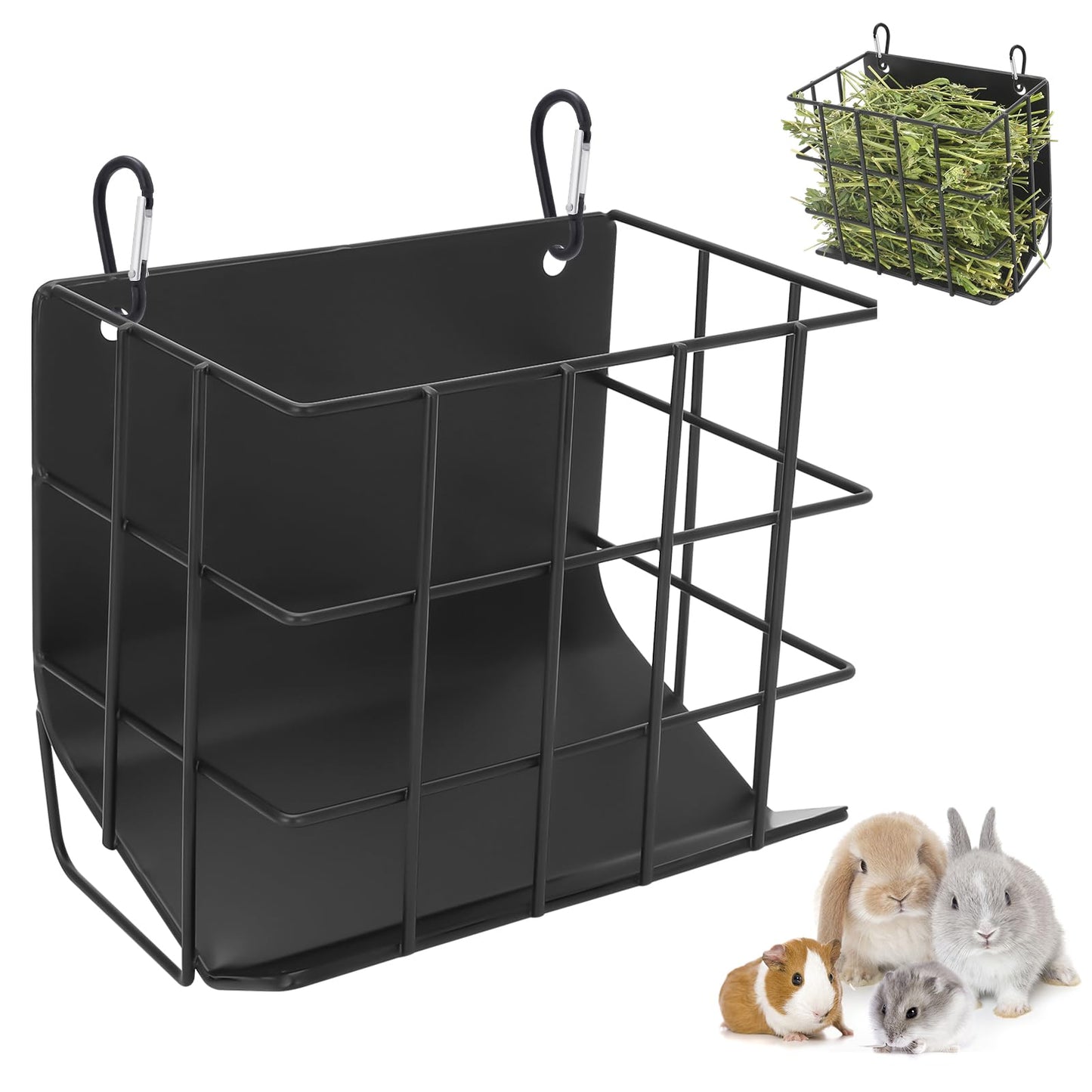 Guinea Pig Hay Feeder，Rabbit Hay Feeder with Heavy-Duty Metal Frame Hay Holder，for Bunny, Guinea Pigs,Chinchillas-6.9x4.7x6.6 inch