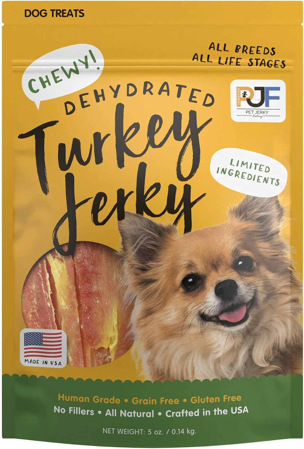 Turkey & Pumpkin 5 oz. Dog Jerky Treat | Human Grade | High Protein
