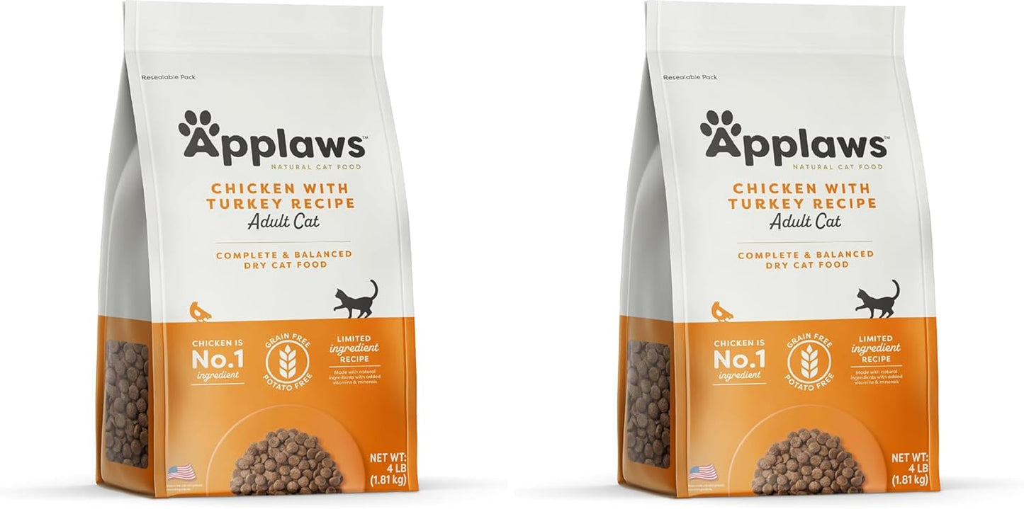 Applaws Complete Dry Cat Food, Grain-Free, Limited and Natural Ingredients, Added Vitamins & Minerals, High Protein, Supports Digestion, Chicken Recipe (4 Pound Bag)