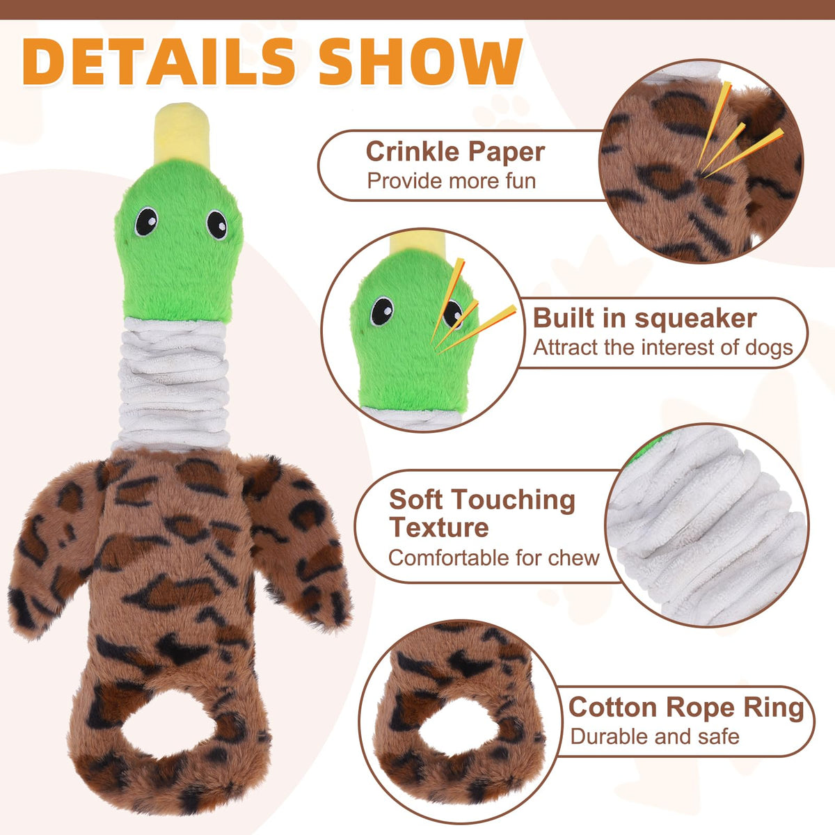 KOOLTAIL Christmas Santa Dog Toys, Tough Plush Dog Chew & Squeaky Toys with Crinkle Paper, Interactive Training & Tug of War Puppy Teething Toy for Indoor Outdoor Play for Small Medium Large Dogs