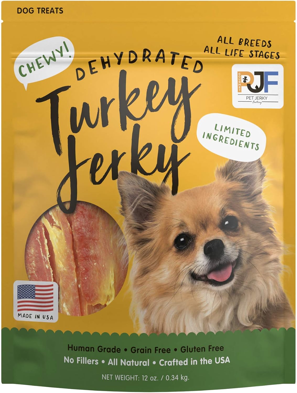 Turkey & Pumpkin 5 oz. Dog Jerky Treat | Human Grade | High Protein