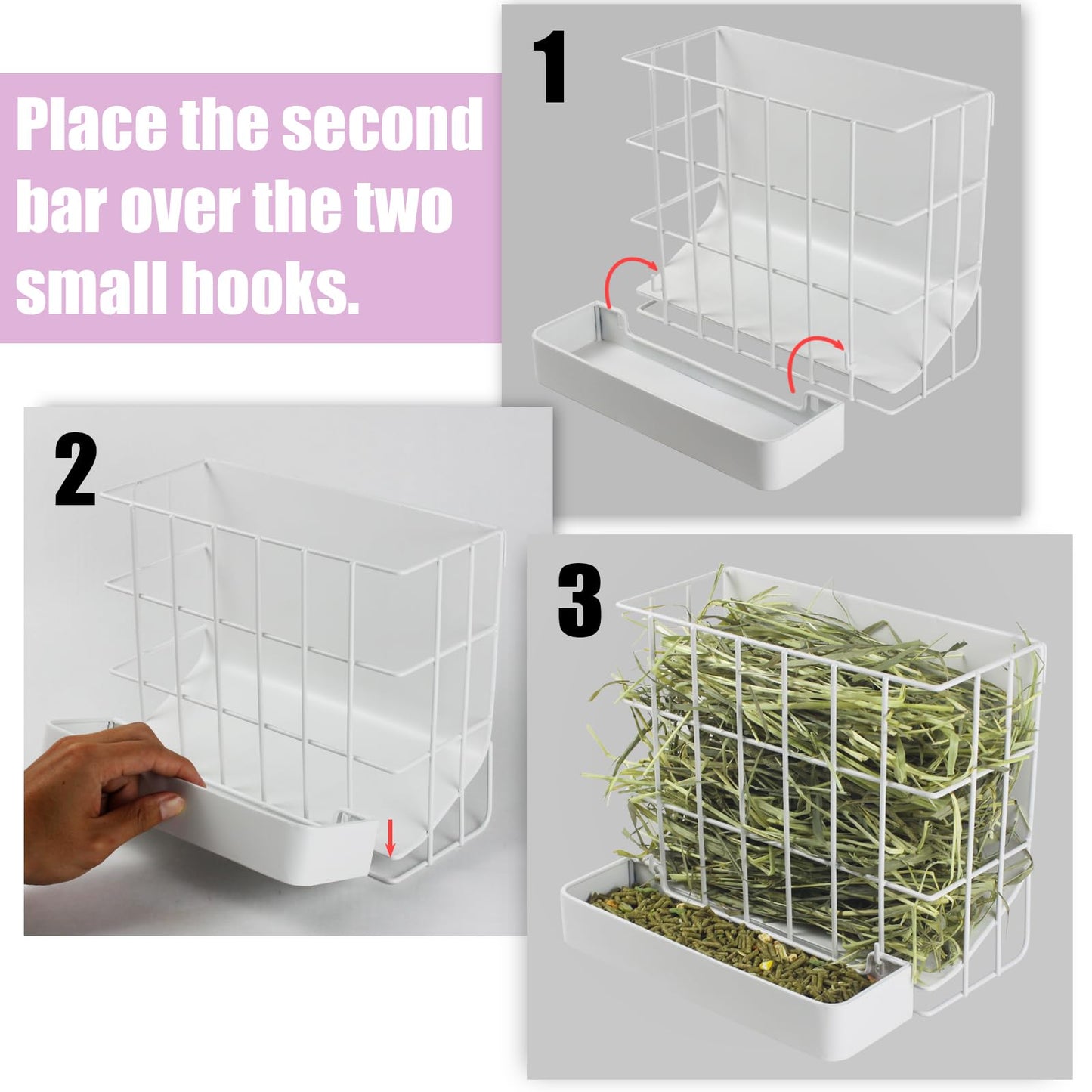 Guinea Pig Hay Feeder，Rabbit Hay Feeder with Heavy-Duty Metal Frame Hay Holder，for Bunny, Guinea Pigs,Chinchillas-6.9x4.7x6.6 inch