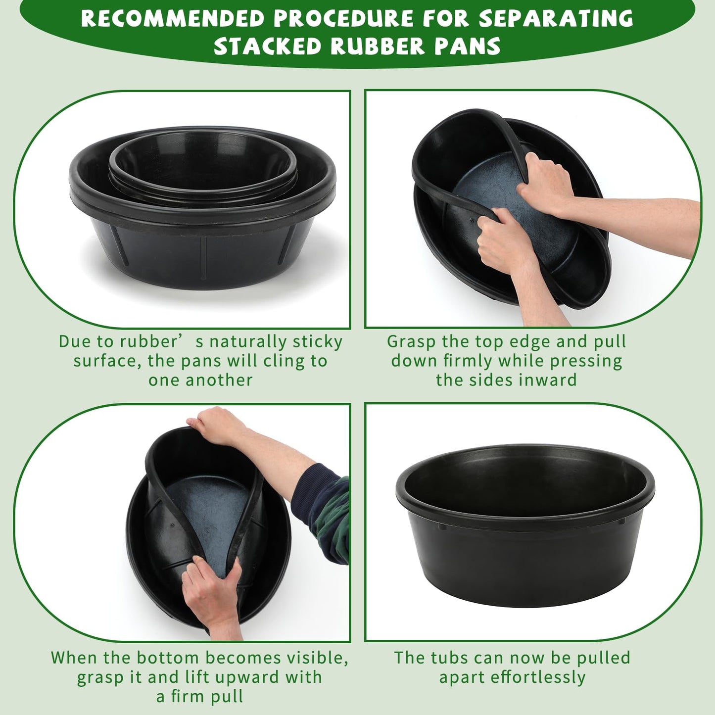 2Pcs Rubber Feed Pan, 1 Gallon Horse Feed Bucket Utility Feed Bucket, 10.6 x 4.1Inches Rubber Bowl Chicken Dust Bath Livestock Water Bowl for Pig Goat Chicken Dogs Farm Small Animal