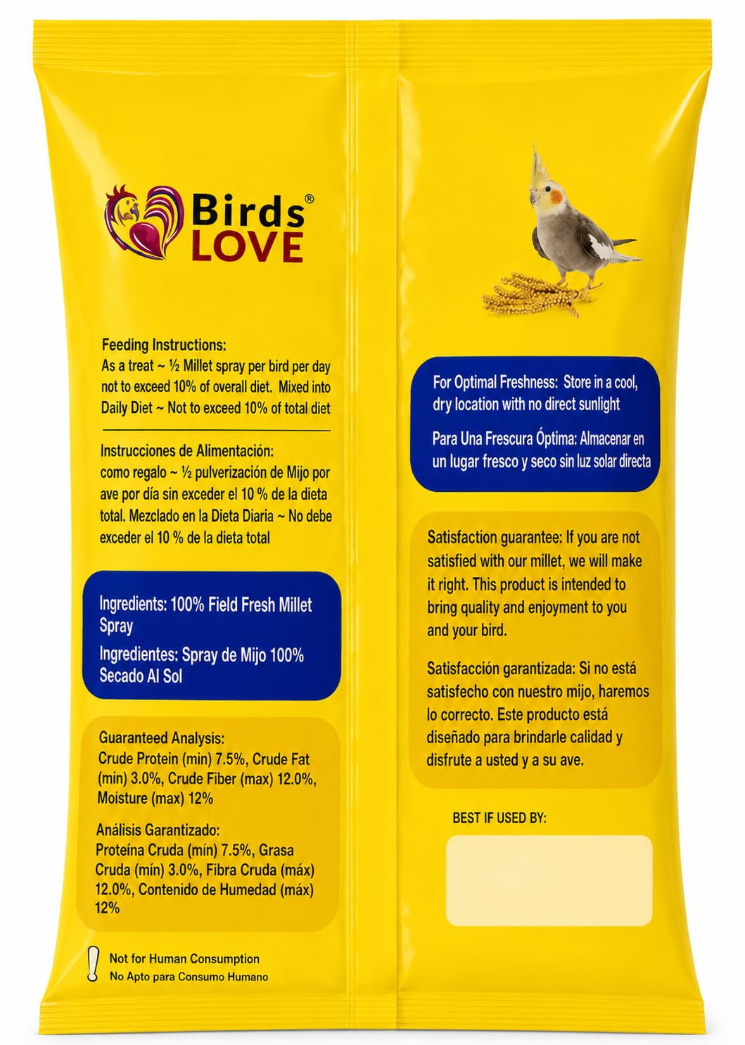 Birds LOVE® Millet Tips & Tails for Birds – Premium Spray Millet Treat, Grown in the USA – Natural & Healthy Bird Food for Parakeets, Cockatiels, Budgies, Lovebirds, Finches, Canaries & Parrots – 1 lb