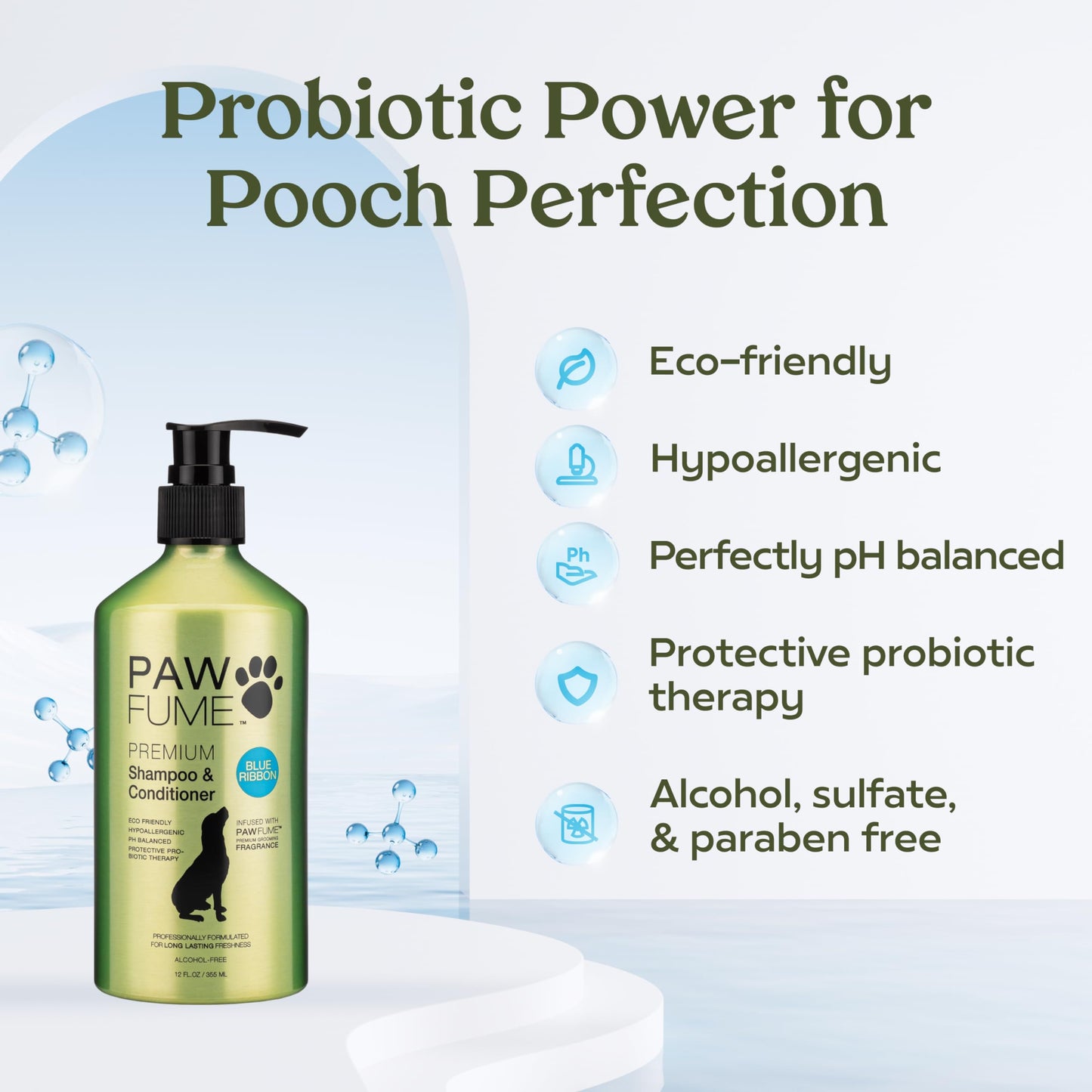 PAWFUME Deshedding Dog Shampoo and Conditioner, Show Dog, 1-Pack – Nourish & Detangle for Silky Soft Coat – Probiotic, Deep-Cleaning, pH-Balanced Formula – Salon-Quality Shampoo for Dogs
