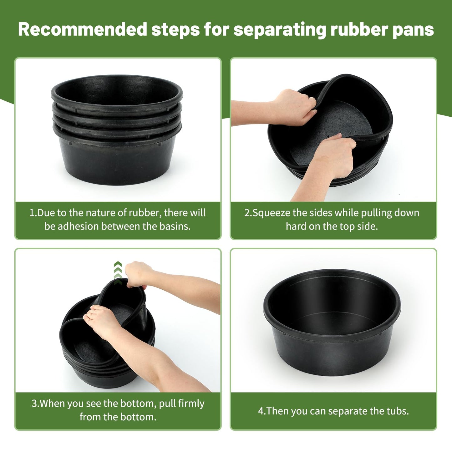 2Pcs Rubber Feed Pan, 1 Gallon Horse Feed Bucket Utility Feed Bucket, 10.6 x 4.1Inches Rubber Bowl Chicken Dust Bath Livestock Water Bowl for Pig Goat Chicken Dogs Farm Small Animal
