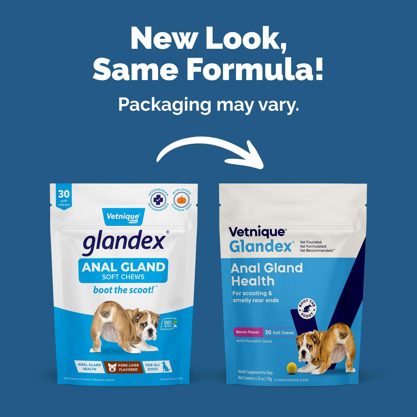 Vetnique Glandex Anal Gland Soft Chew Treats with Pumpkin for Dogs Digestive Enzymes, Probiotics Fiber Supplement for Dogs Boot the Scoot (30ct, Peanut Butter Chews)