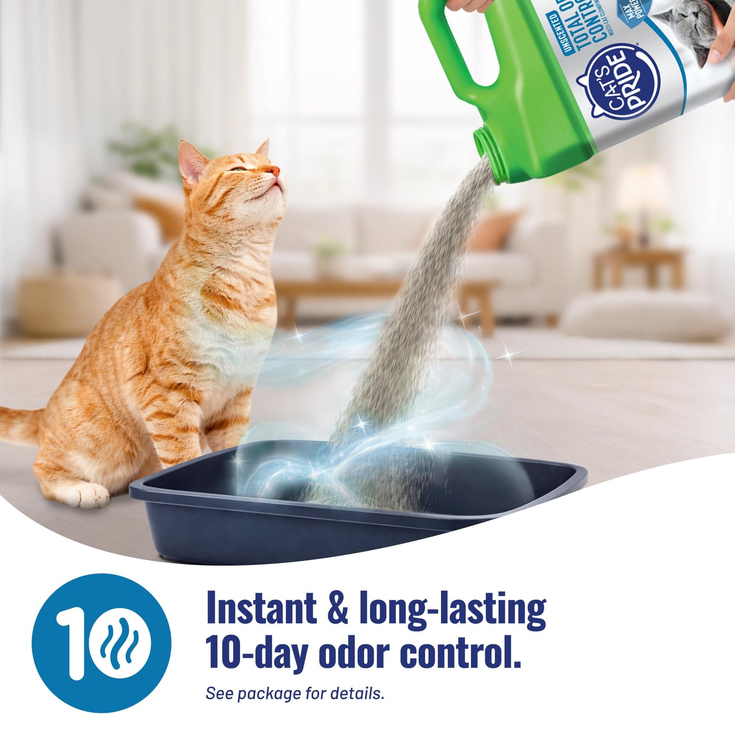Cat's Pride Max Power: Total Odor Control - Up to 10 Days of Powerful Odor Control - Strong Clumping - 99% Dust Free - Multi-Cat Litter, Scented, 15 Pounds