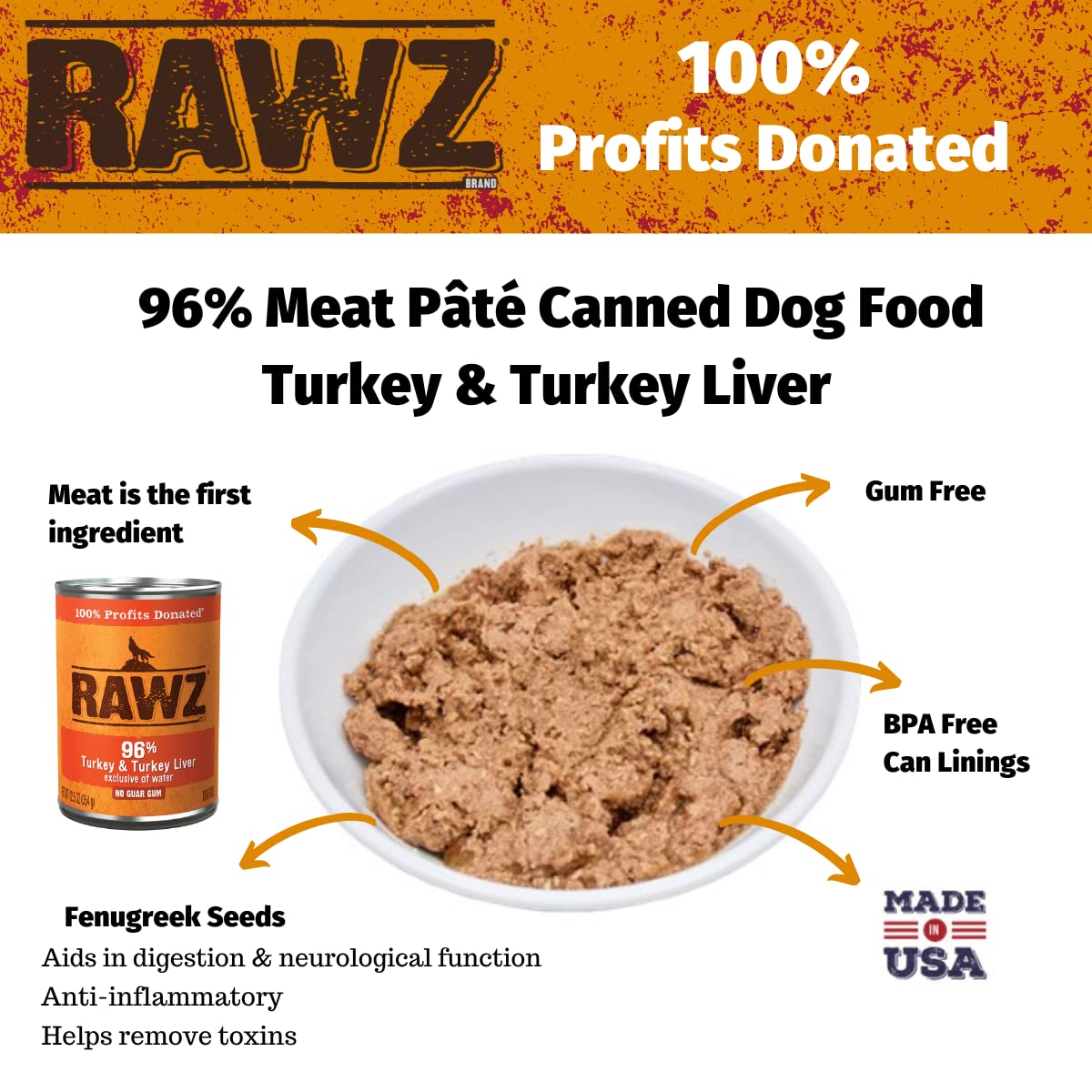 Rawz 96% Meat Canned Wet Food for Dogs 12 Pack/ 12.5 oz. Cans (Beef/Beef Liver)