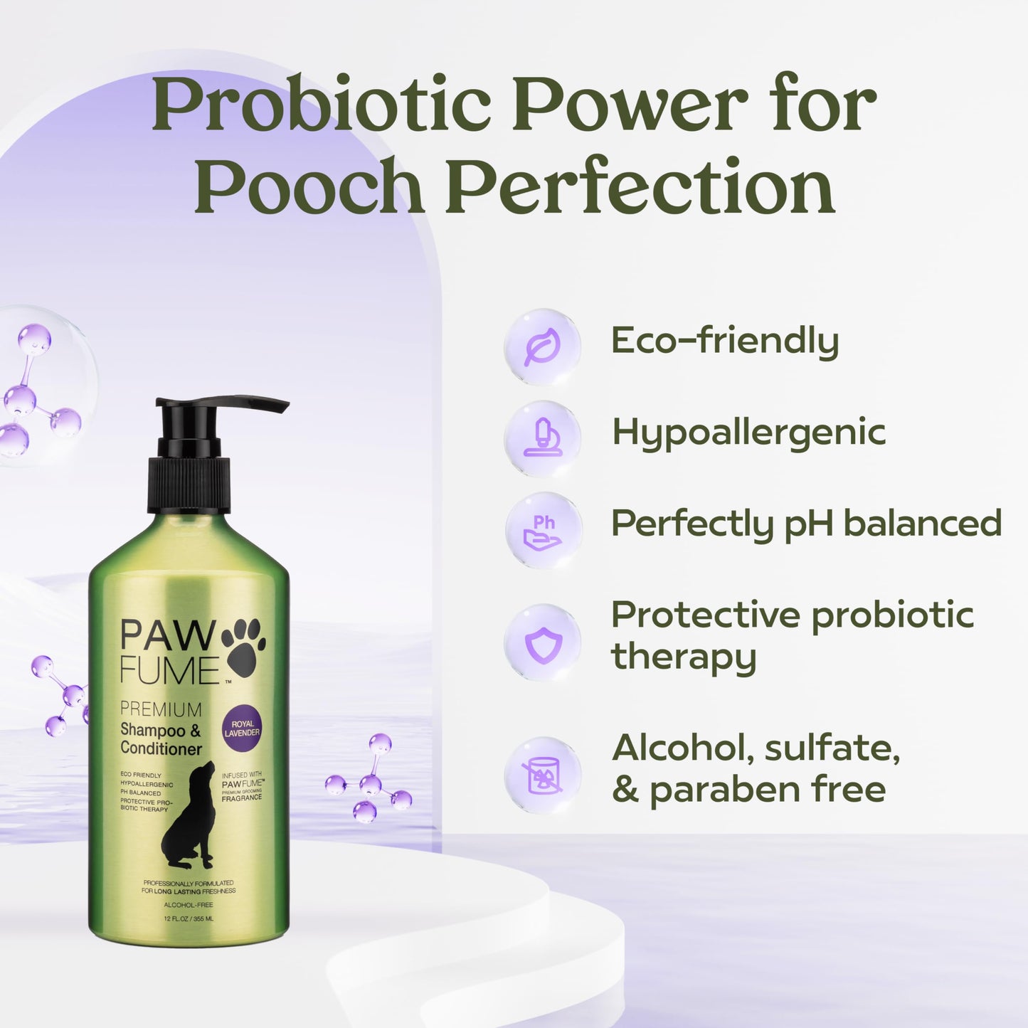 PAWFUME Deshedding Dog Shampoo and Conditioner, Show Dog, 1-Pack – Nourish & Detangle for Silky Soft Coat – Probiotic, Deep-Cleaning, pH-Balanced Formula – Salon-Quality Shampoo for Dogs