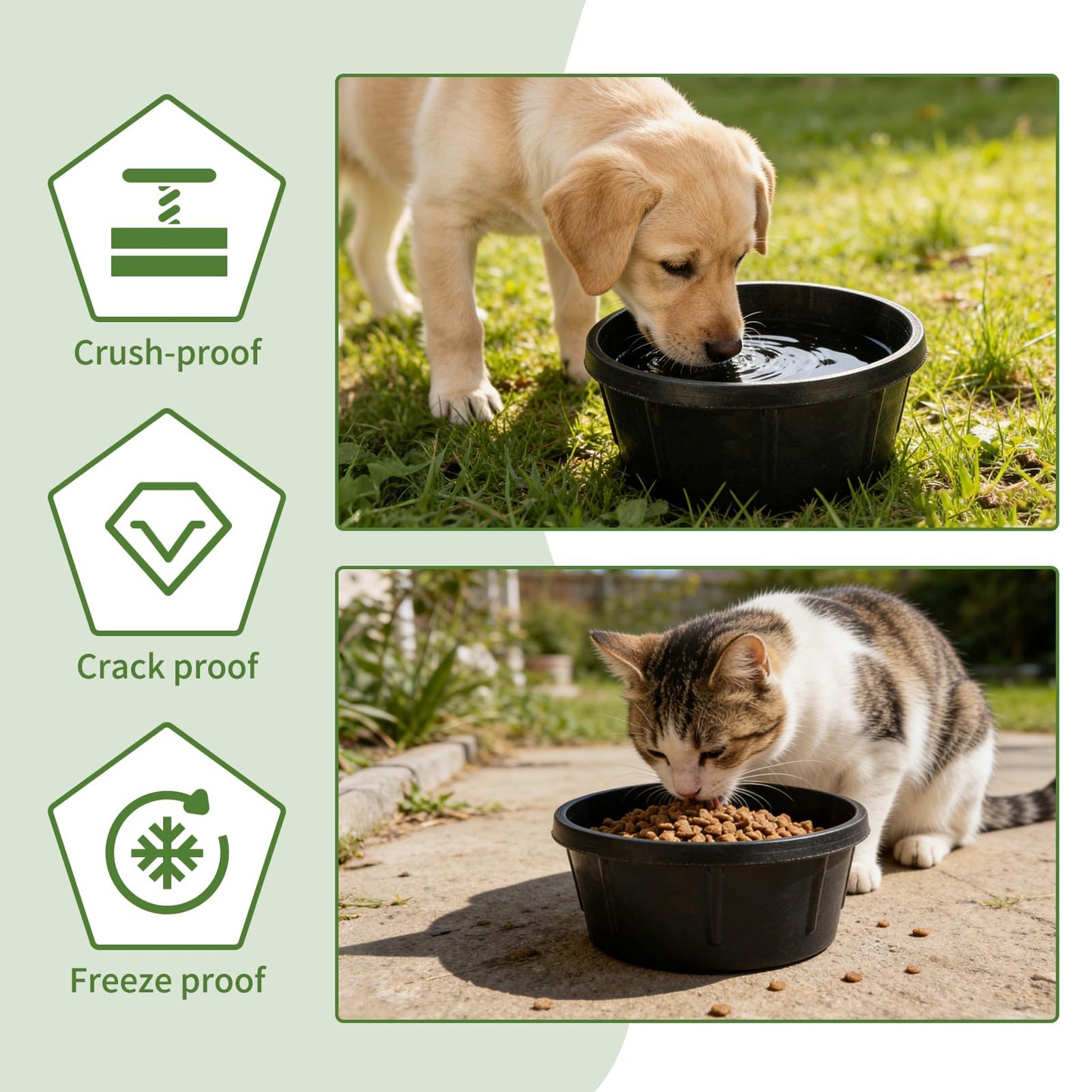 2Pcs Rubber Feed Pan, 1 Gallon Horse Feed Bucket Utility Feed Bucket, 10.6 x 4.1Inches Rubber Bowl Chicken Dust Bath Livestock Water Bowl for Pig Goat Chicken Dogs Farm Small Animal