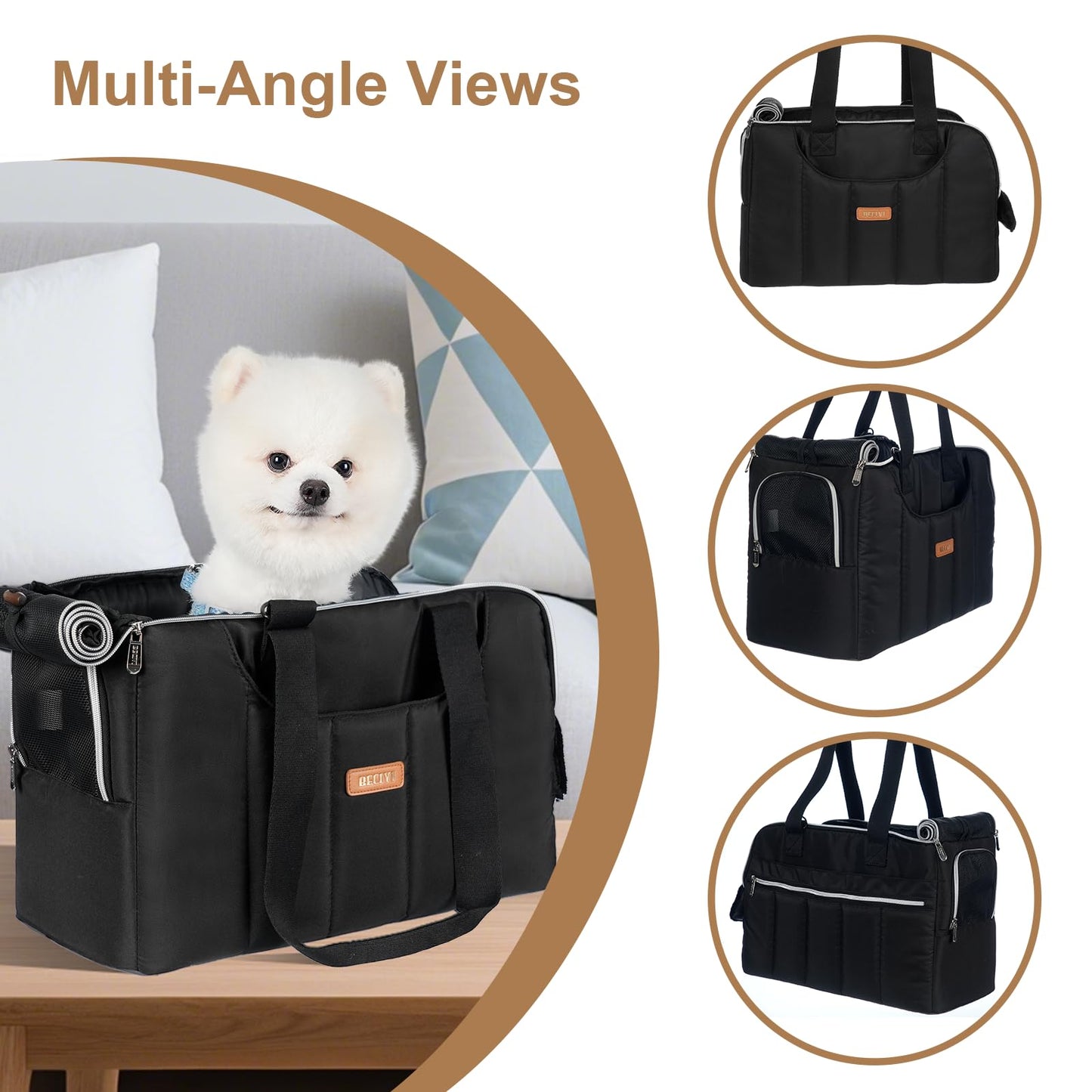Dog Purse Carrier for Small Dogs Cats Rabbits Up to 12lbs, Lightweight Pet Sling Carriers with Crossbody Strap, Portable Puppy Soft Sided Tote Bag Carrier for Vet,Hiking,Travel Black