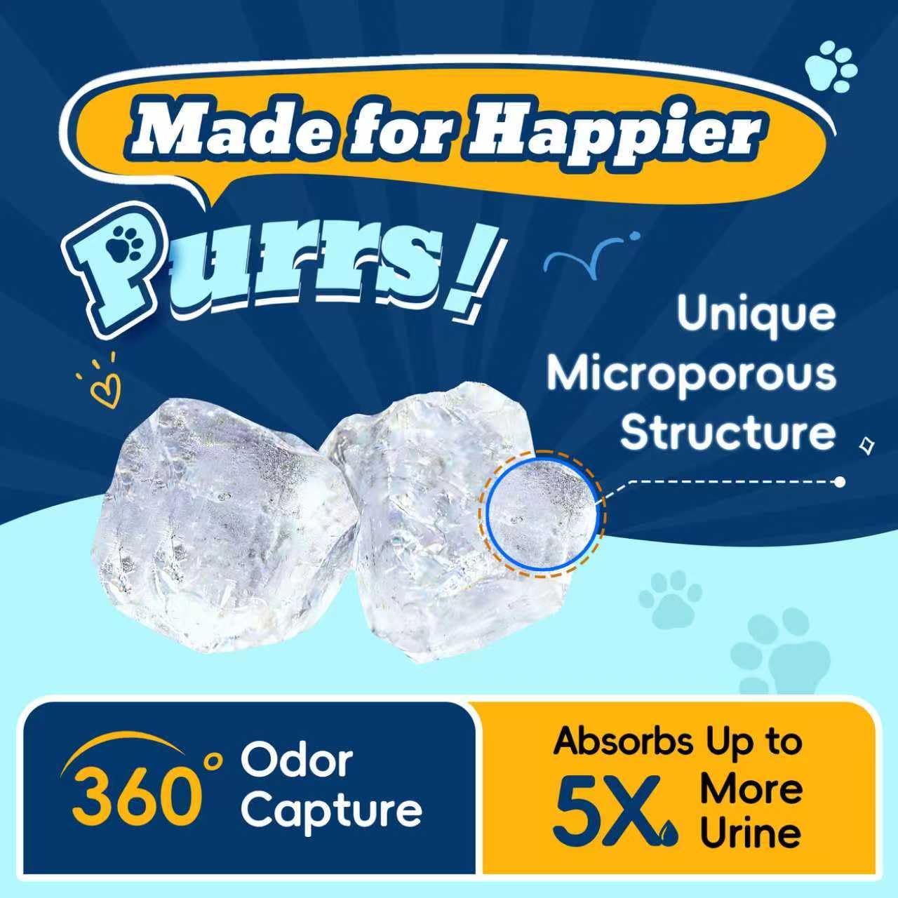 LMJP Crystal Cat Litter with Powerful Odor Control, Non-Clumping, Lasts Up to 2 Months, 8.6lb, Rapid Water Absorption, Unscented & Low Tracking Lightweight Blue & White Silica, 2 Pack of 4.3lb