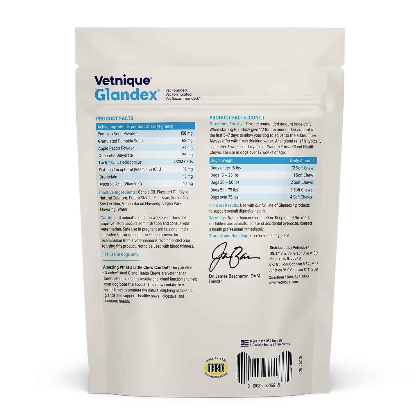 Vetnique Glandex Anal Gland Soft Chew Treats with Pumpkin for Dogs Digestive Enzymes, Probiotics Fiber Supplement for Dogs Boot the Scoot (30ct, Peanut Butter Chews)