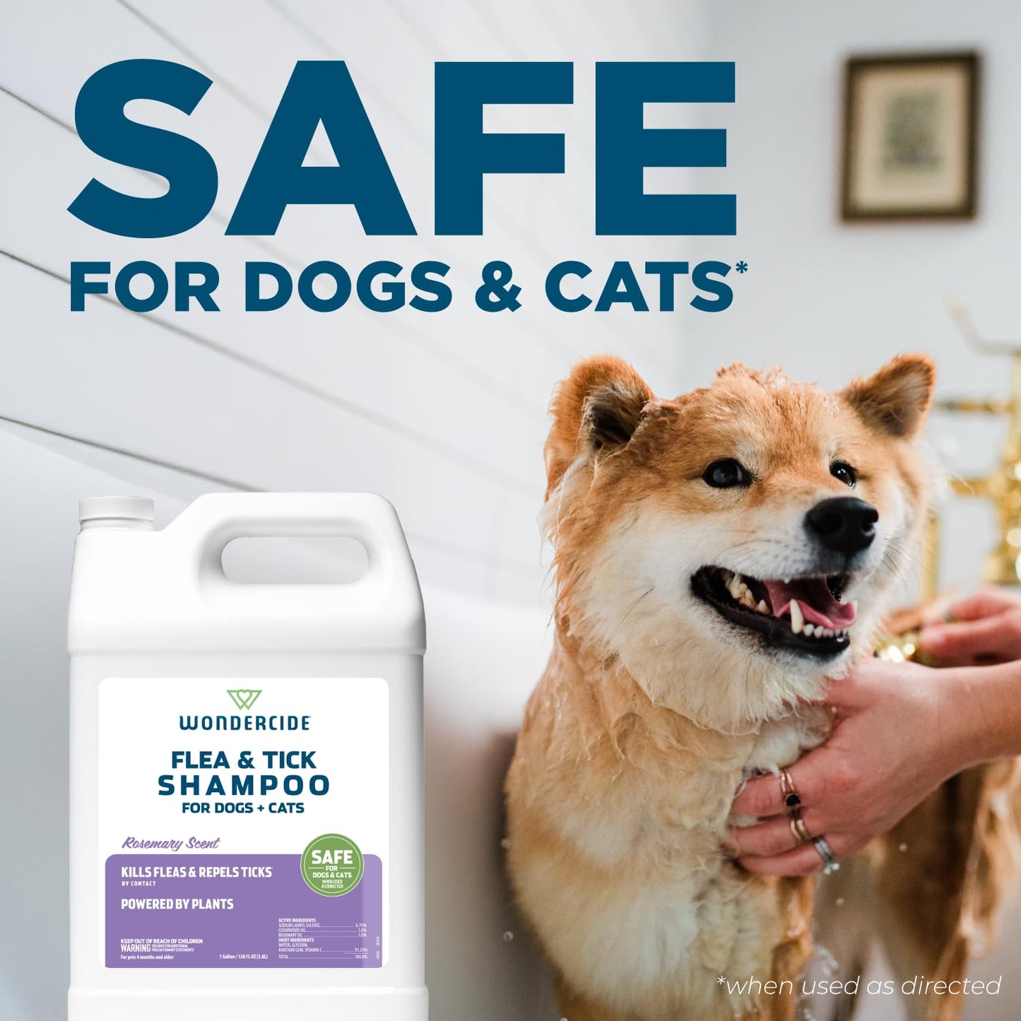 Wondercide - Flea & Tick Shampoo for Dogs and Cats - Flea and Tick Treatment with Natural Essential Oils - for Pets Over 4 Months - Powered by Plants - Rosemary - 12 Fl oz