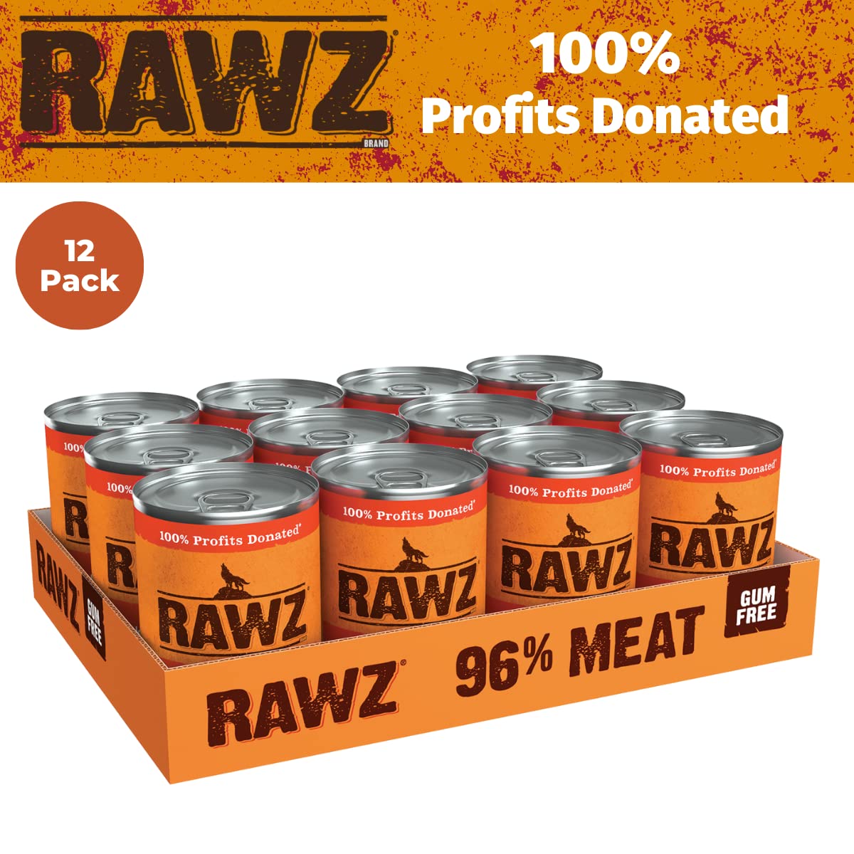 Rawz 96% Meat Canned Wet Food for Dogs 12 Pack/ 12.5 oz. Cans (Beef/Beef Liver)