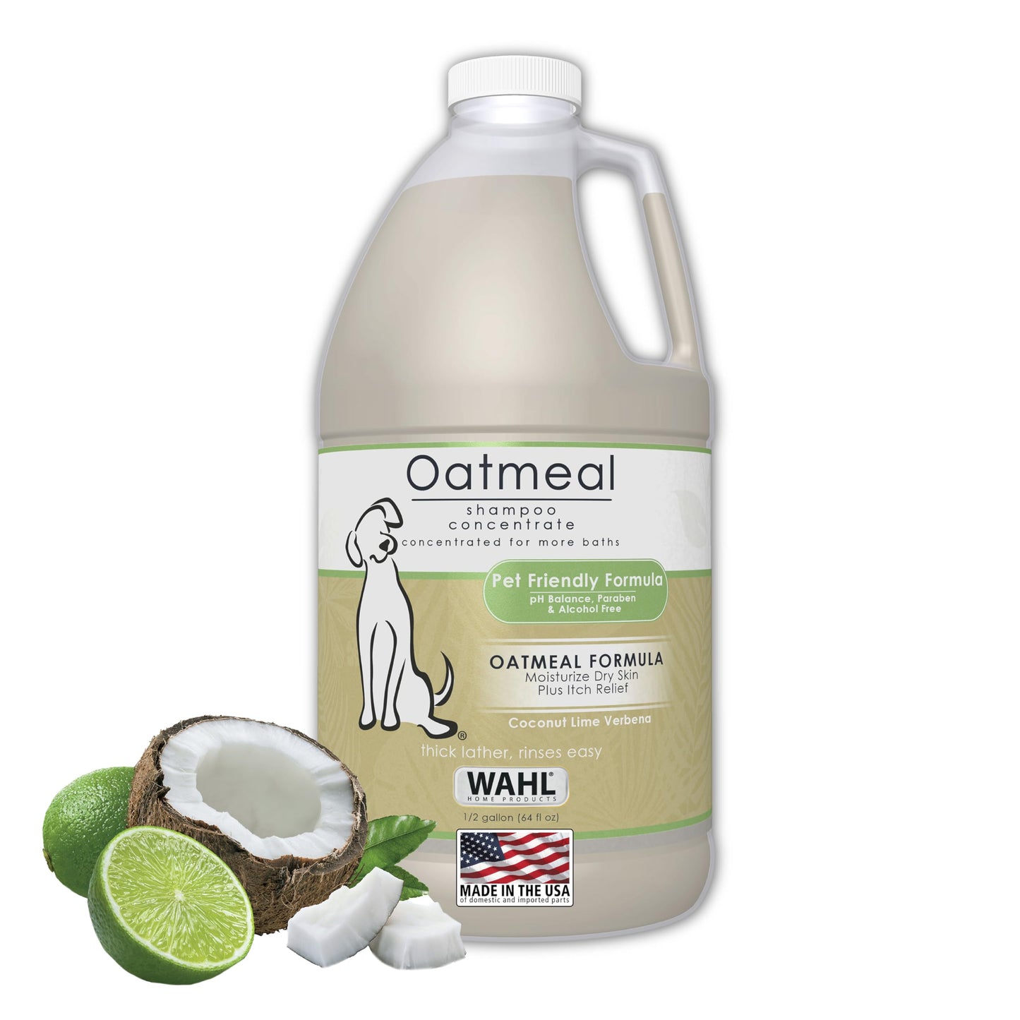 Wahl USA Dry Skin & Itch Relief Pet Shampoo for Dogs – Oatmeal Formula with Coconut Lime Verbena Scent & Pet Friendly Formula, 24 Oz - Model 820004A