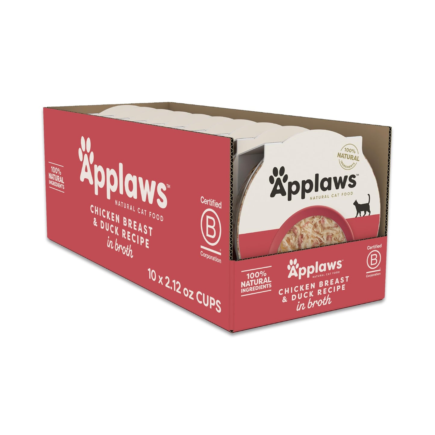 Applaws Natural Wet Cat Food in Broth, Limited and Natural Ingredients, High Protein with No Artificial Additives, Sardine & Mackerel in Broth (10 x 2.12 oz Easy-Open Cups)