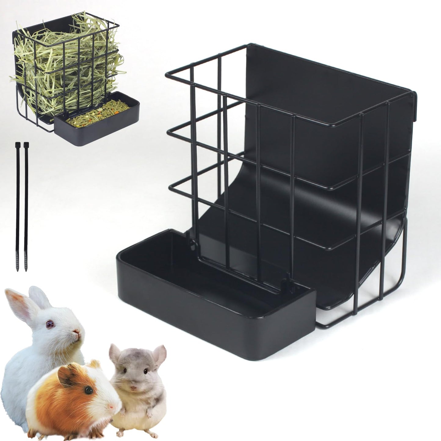 Guinea Pig Hay Feeder，Rabbit Hay Feeder with Heavy-Duty Metal Frame Hay Holder，for Bunny, Guinea Pigs,Chinchillas-6.9x4.7x6.6 inch