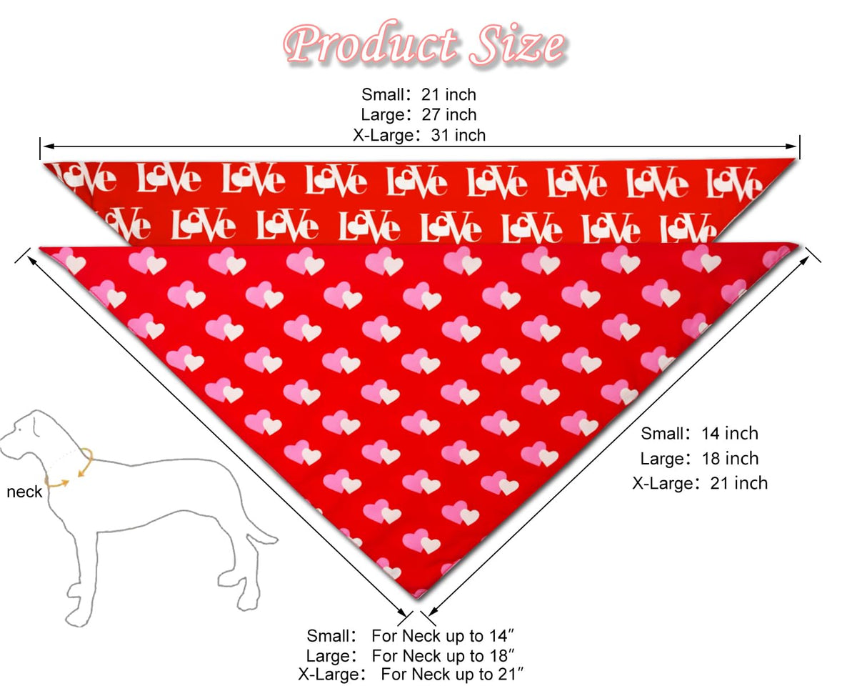 Christmas Dog Bandanas 2PCS-Large,Red-Green Plaid Scarf w/Tassels for Dogs