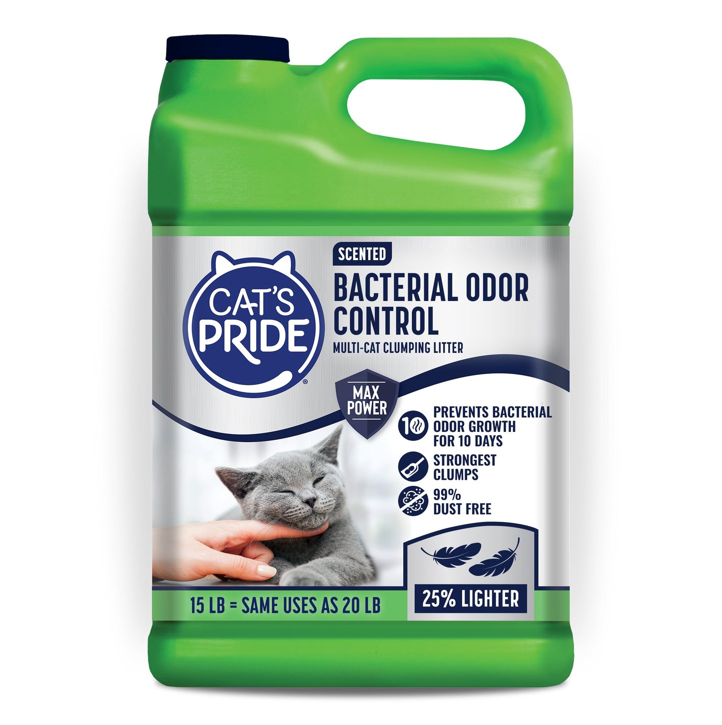 Cat's Pride Max Power: Total Odor Control - Up to 10 Days of Powerful Odor Control - Strong Clumping - 99% Dust Free - Multi-Cat Litter, Scented, 15 Pounds