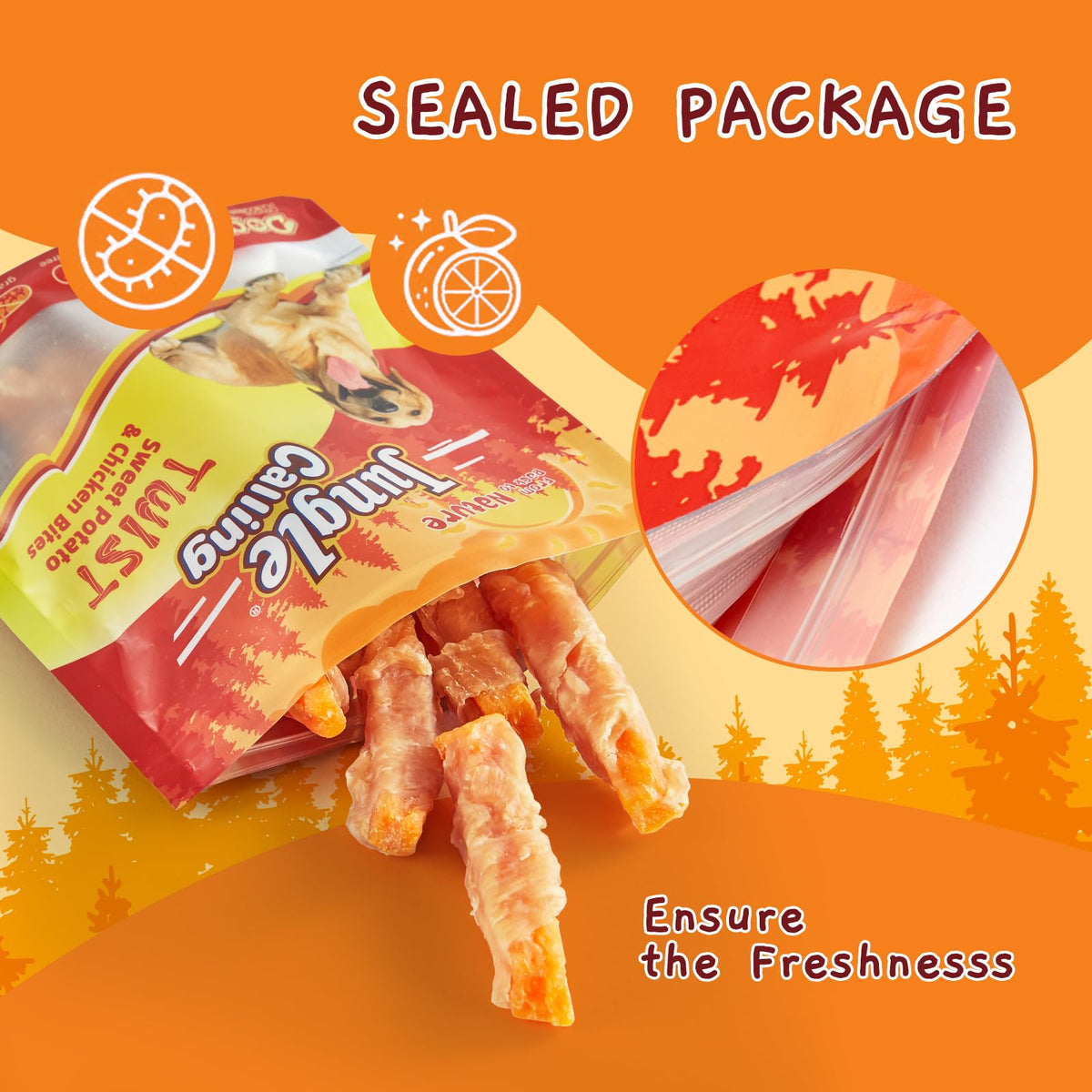 Jungle Calling Chicken & Sweet Potato Treats, Fiber-Rich, Digestible Chews