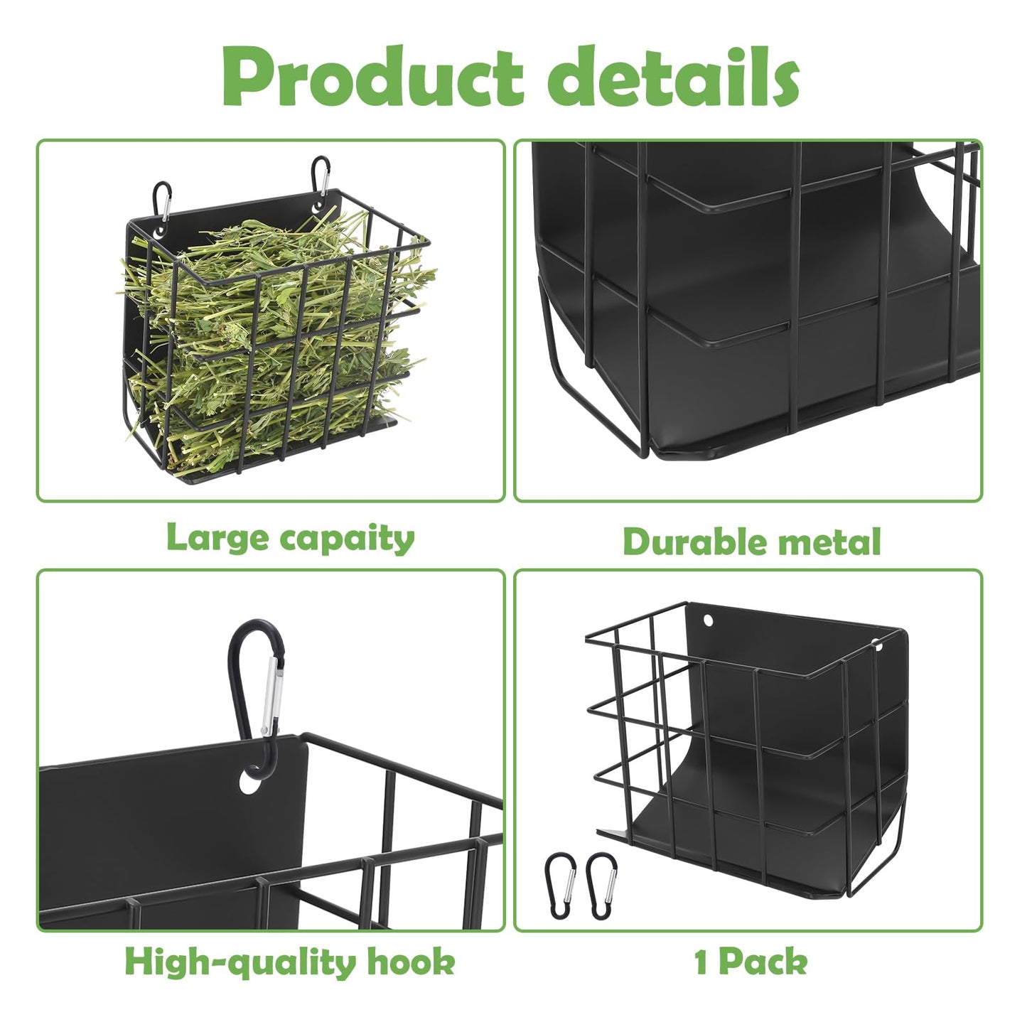 Guinea Pig Hay Feeder，Rabbit Hay Feeder with Heavy-Duty Metal Frame Hay Holder，for Bunny, Guinea Pigs,Chinchillas-6.9x4.7x6.6 inch
