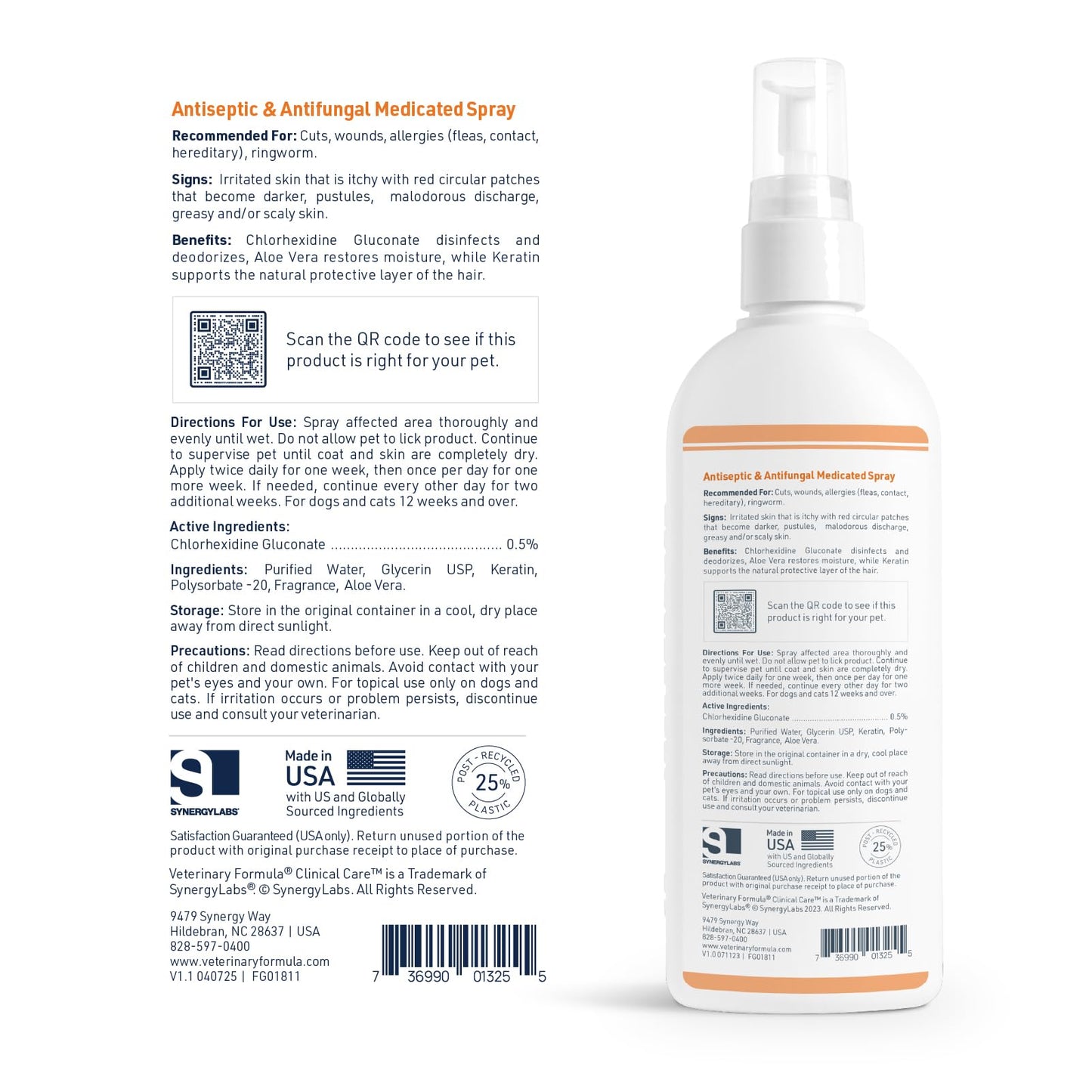 Veterinary Formula Clinical Care Antiseptic & Antifungal Medicated Shampoo and Spray for Dogs and Cats - Helps Alleviate Scaly, Greasy, or Red Skin - Paraben, Dye, and Soap Free, 2 Pack Bundle