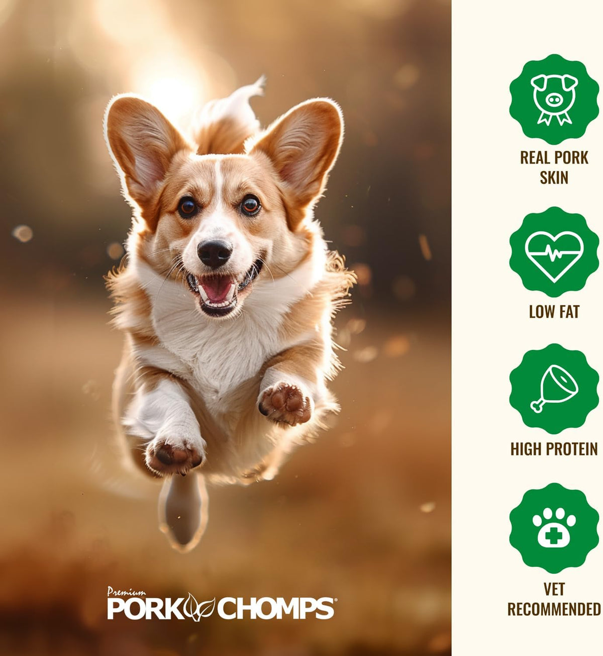 Pork Chomps Roasted Pork Skin Dog Chews, Long Lasting 6in Twists, 4 Count