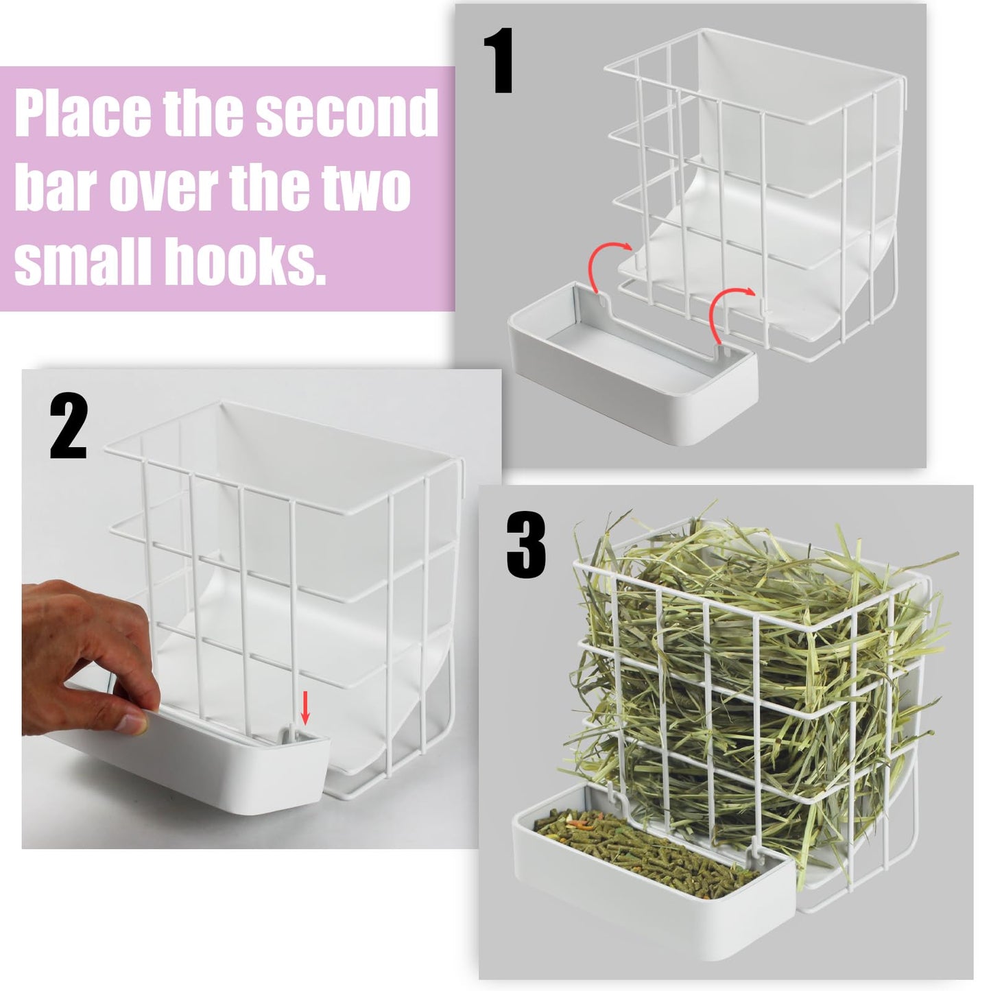 Guinea Pig Hay Feeder，Rabbit Hay Feeder with Heavy-Duty Metal Frame Hay Holder，for Bunny, Guinea Pigs,Chinchillas-6.9x4.7x6.6 inch