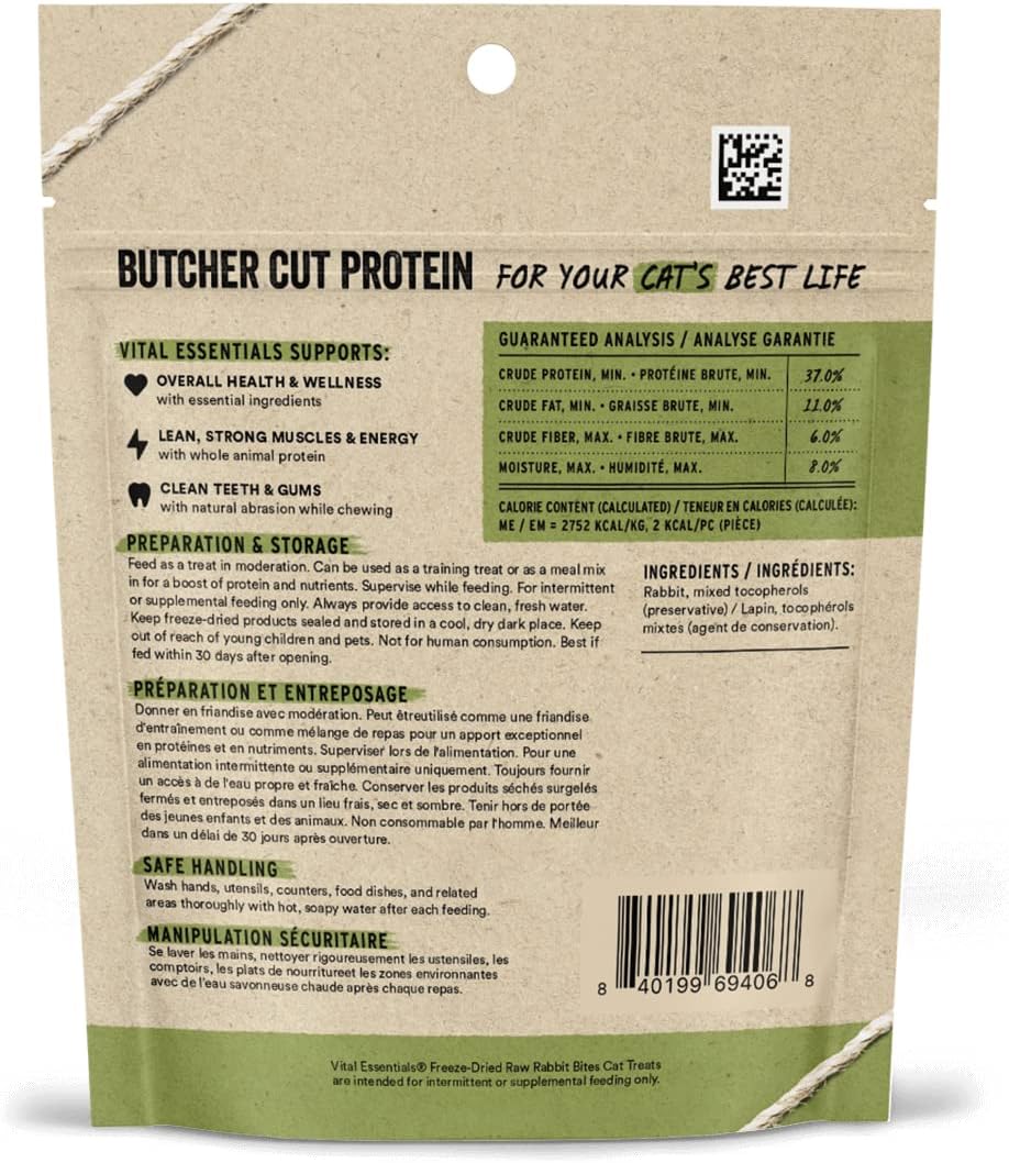 Vital Essentials Freeze Dried Cat Treats | Ahi Tuna Bites, Single Protein | Premium Quality | Grain Free, Crunchy Cat Treats, 1.1 oz Bag