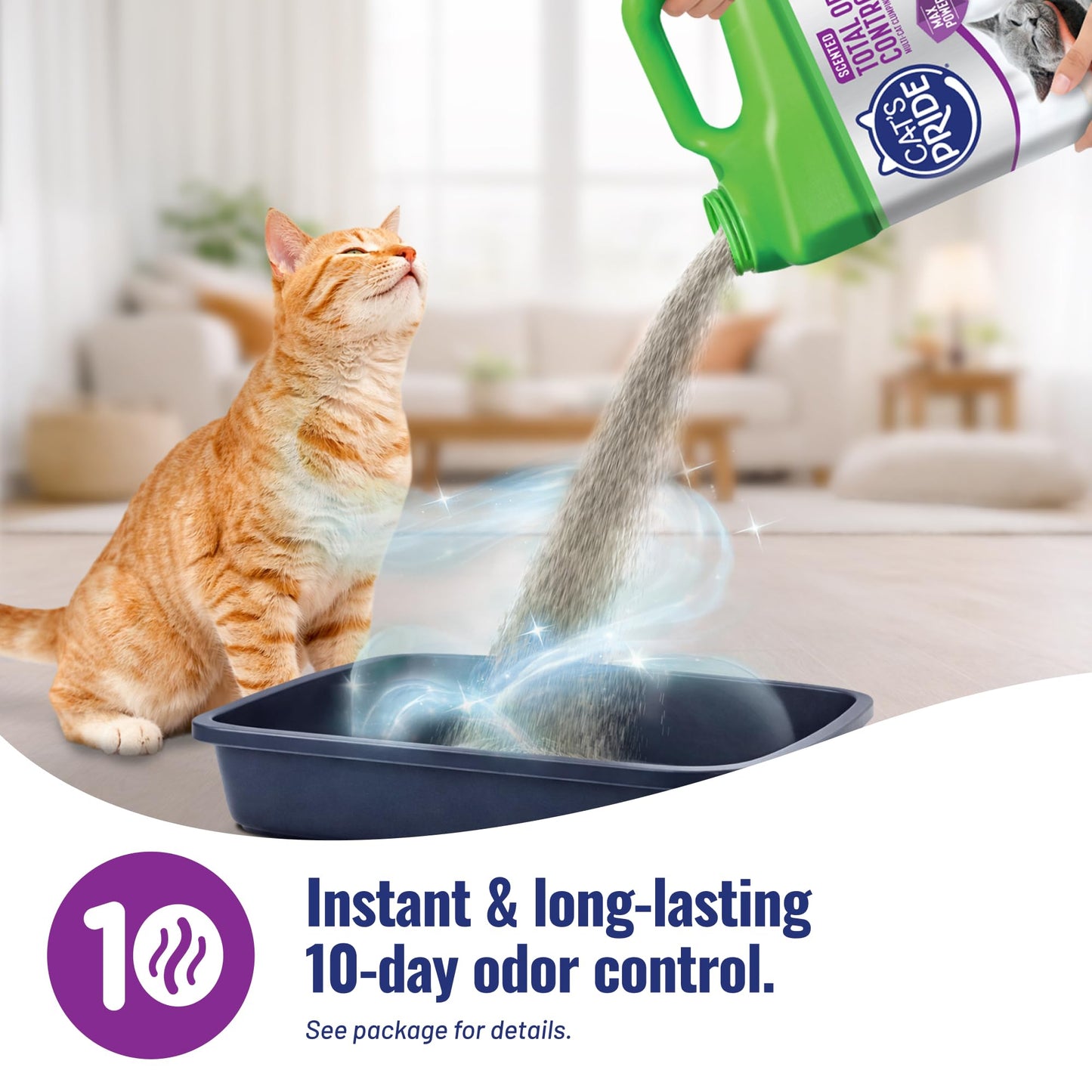 Cat's Pride Max Power: Total Odor Control - Up to 10 Days of Powerful Odor Control - Strong Clumping - 99% Dust Free - Multi-Cat Litter, Scented, 15 Pounds