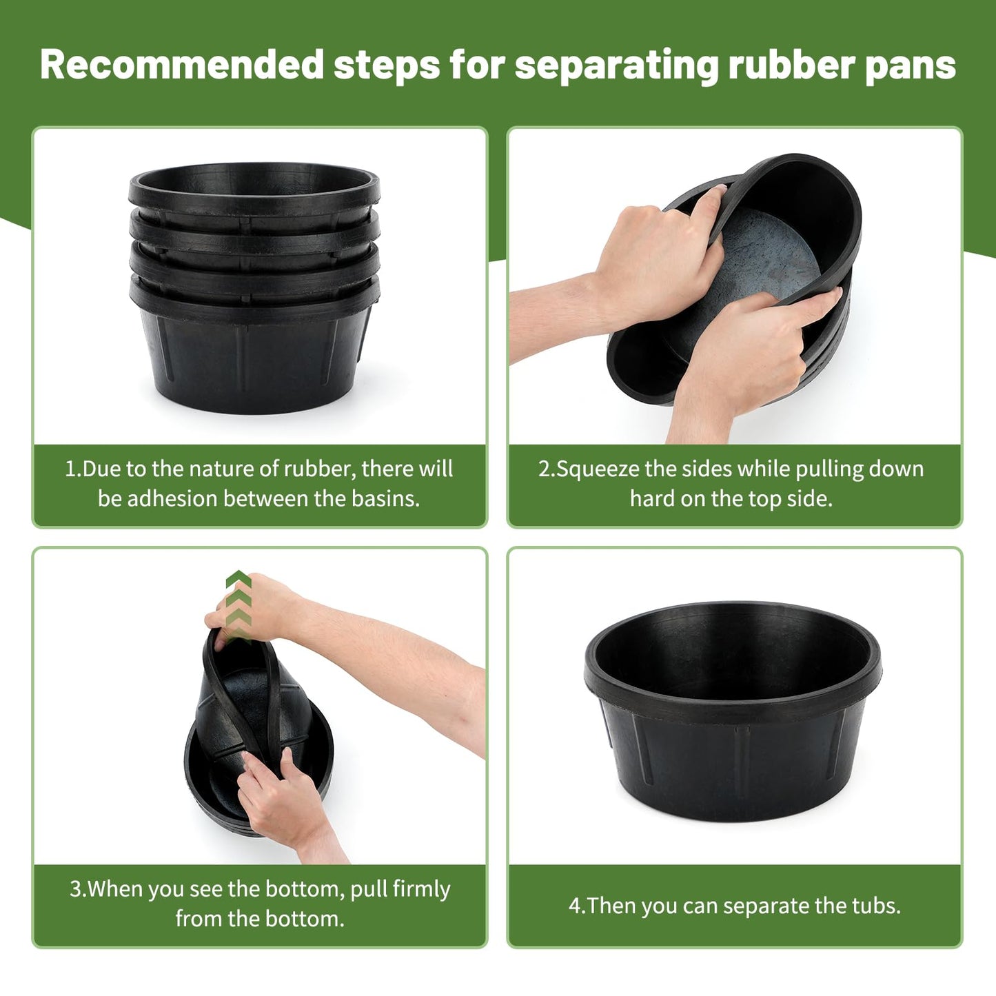 2Pcs Rubber Feed Pan, 1 Gallon Horse Feed Bucket Utility Feed Bucket, 10.6 x 4.1Inches Rubber Bowl Chicken Dust Bath Livestock Water Bowl for Pig Goat Chicken Dogs Farm Small Animal
