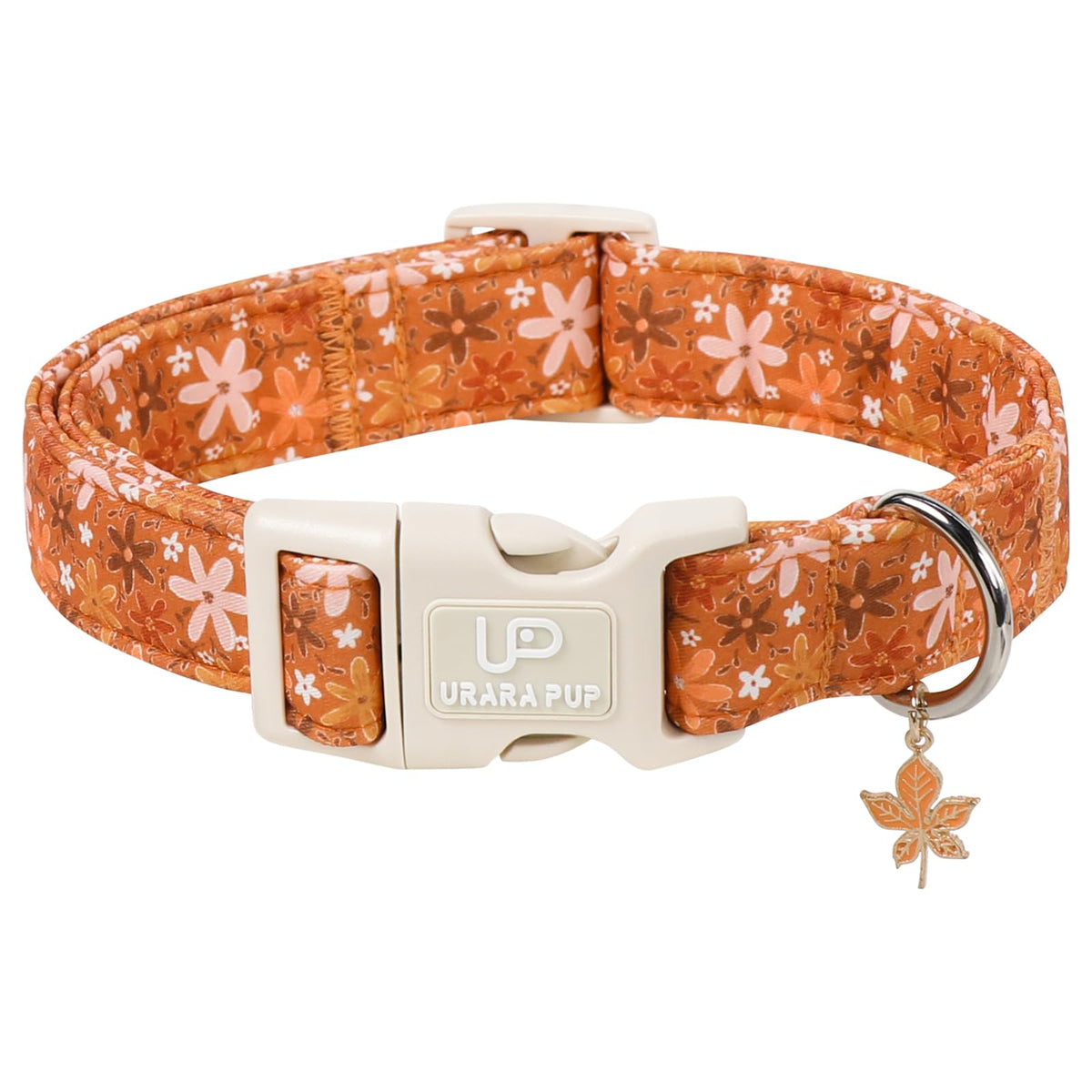 Maple Leaf Dog Collar, Fall Autumn Orange Leaf Dog Collar