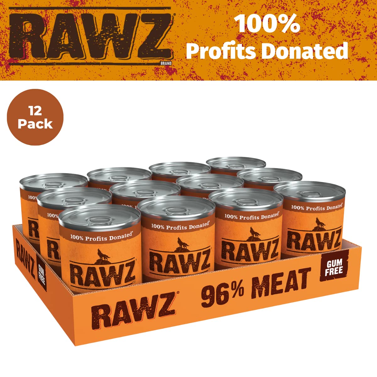 Rawz 96% Meat Canned Wet Food for Dogs 12 Pack/ 12.5 oz. Cans (Beef/Beef Liver)