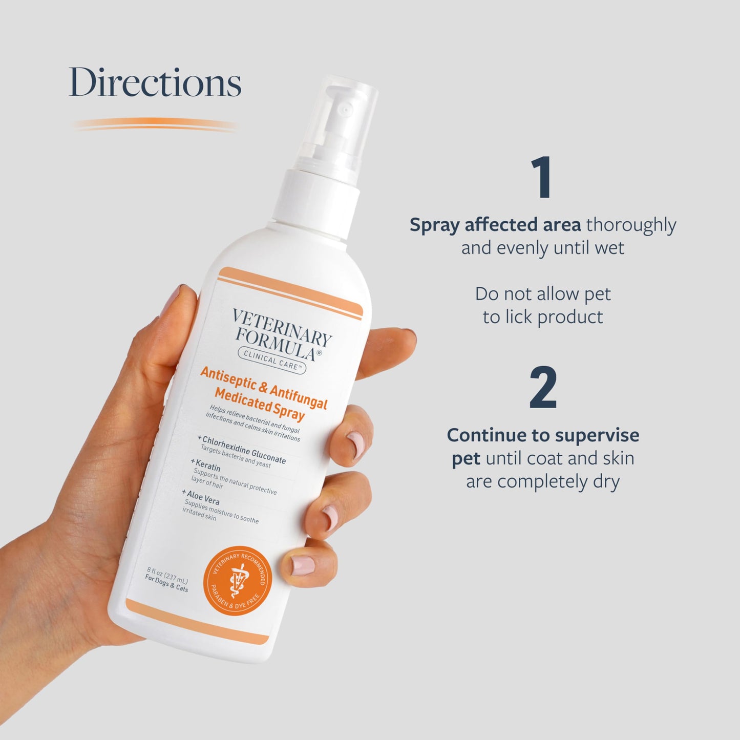 Veterinary Formula Clinical Care Antiseptic & Antifungal Medicated Shampoo and Spray for Dogs and Cats - Helps Alleviate Scaly, Greasy, or Red Skin - Paraben, Dye, and Soap Free, 2 Pack Bundle