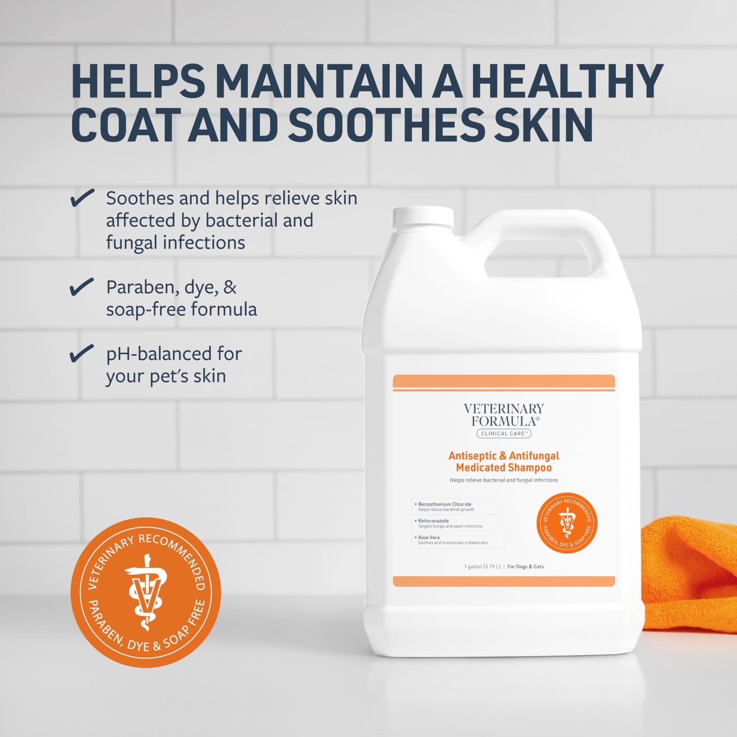 Veterinary Formula Clinical Care Antiseptic & Antifungal Medicated Shampoo and Spray for Dogs and Cats - Helps Alleviate Scaly, Greasy, or Red Skin - Paraben, Dye, and Soap Free, 2 Pack Bundle