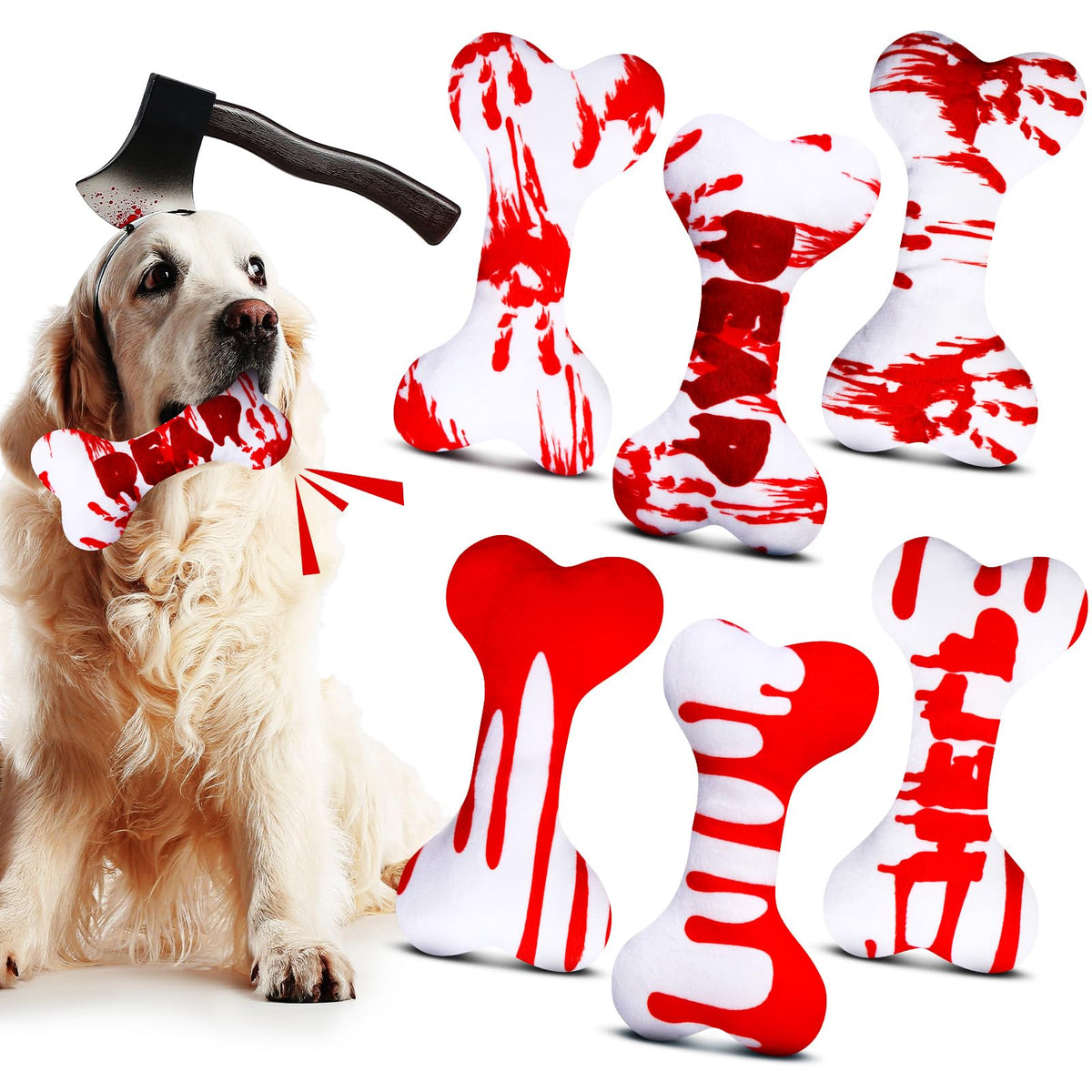 6 Pcs Fall Dog Toys Bone Shaped Thanksgiving Dog Chew Toy