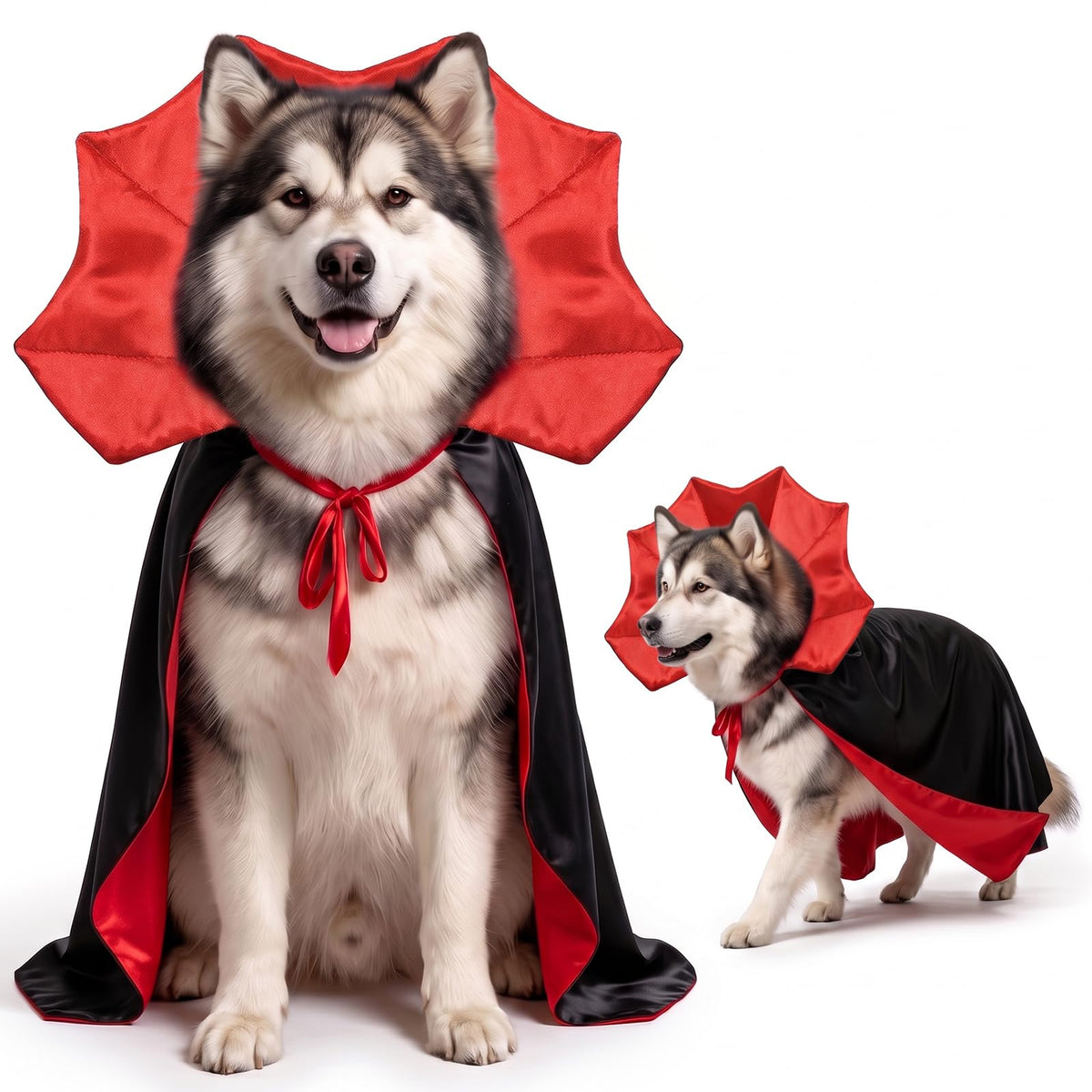 Olanrun Dog Costume - Dog Halloween Costumes Vampire Cloak, Wizard Outfit, Witch Cosplay Apparel Cape - Funny Party Dress Up Halloween Pet Costumes for Small Dogs, Cats (Black Red)