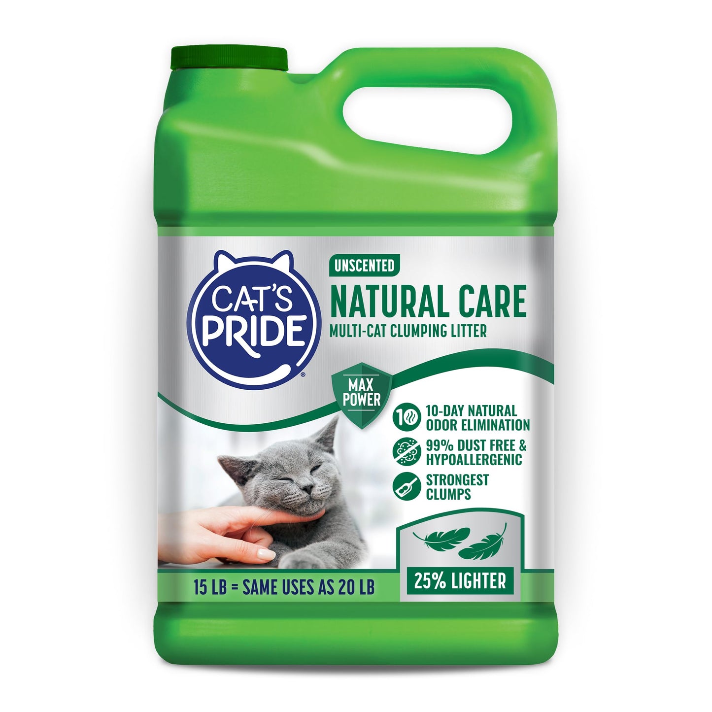 Cat's Pride Max Power: Total Odor Control - Up to 10 Days of Powerful Odor Control - Strong Clumping - 99% Dust Free - Multi-Cat Litter, Scented, 15 Pounds